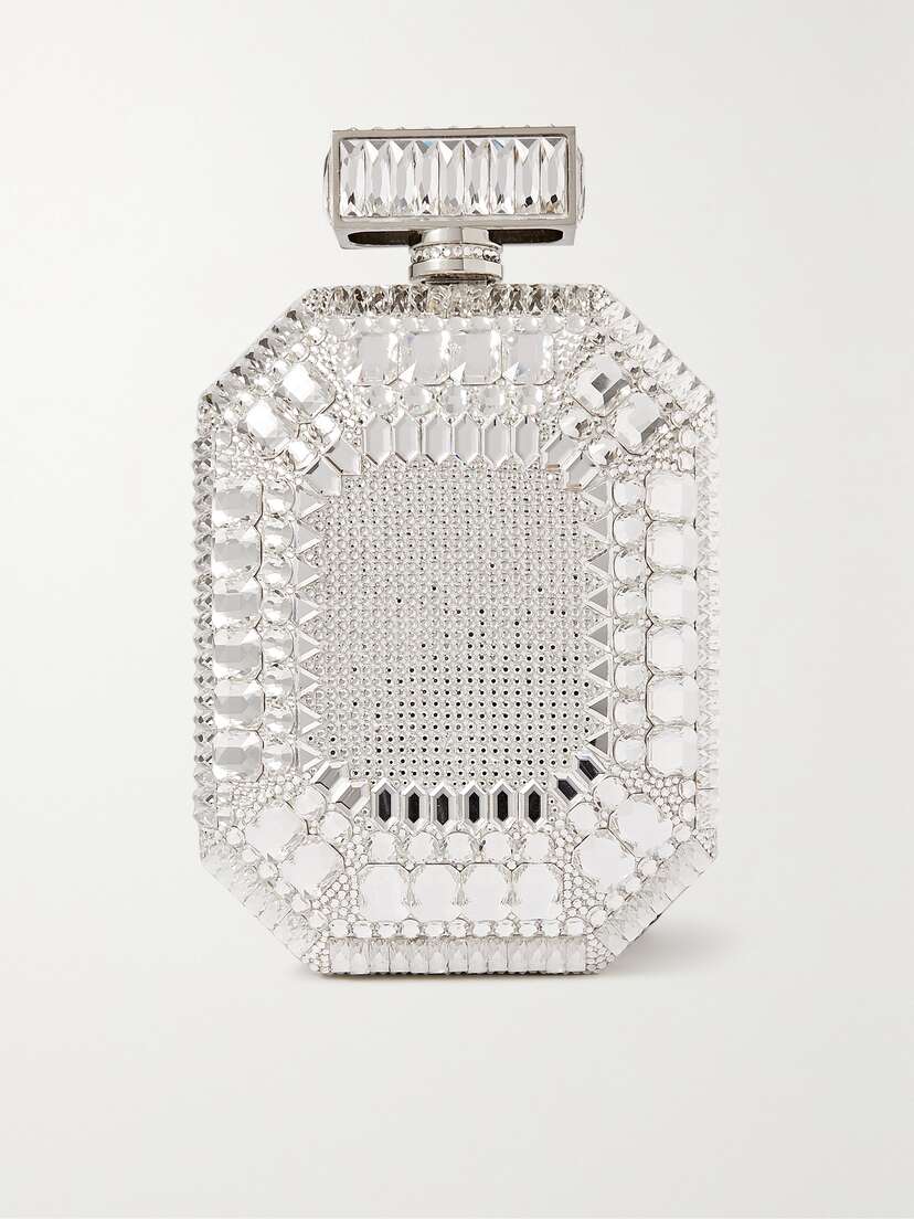 Judith Leiber Couture Perfume Bottle Crystal-embellished Silver-tone Clutch