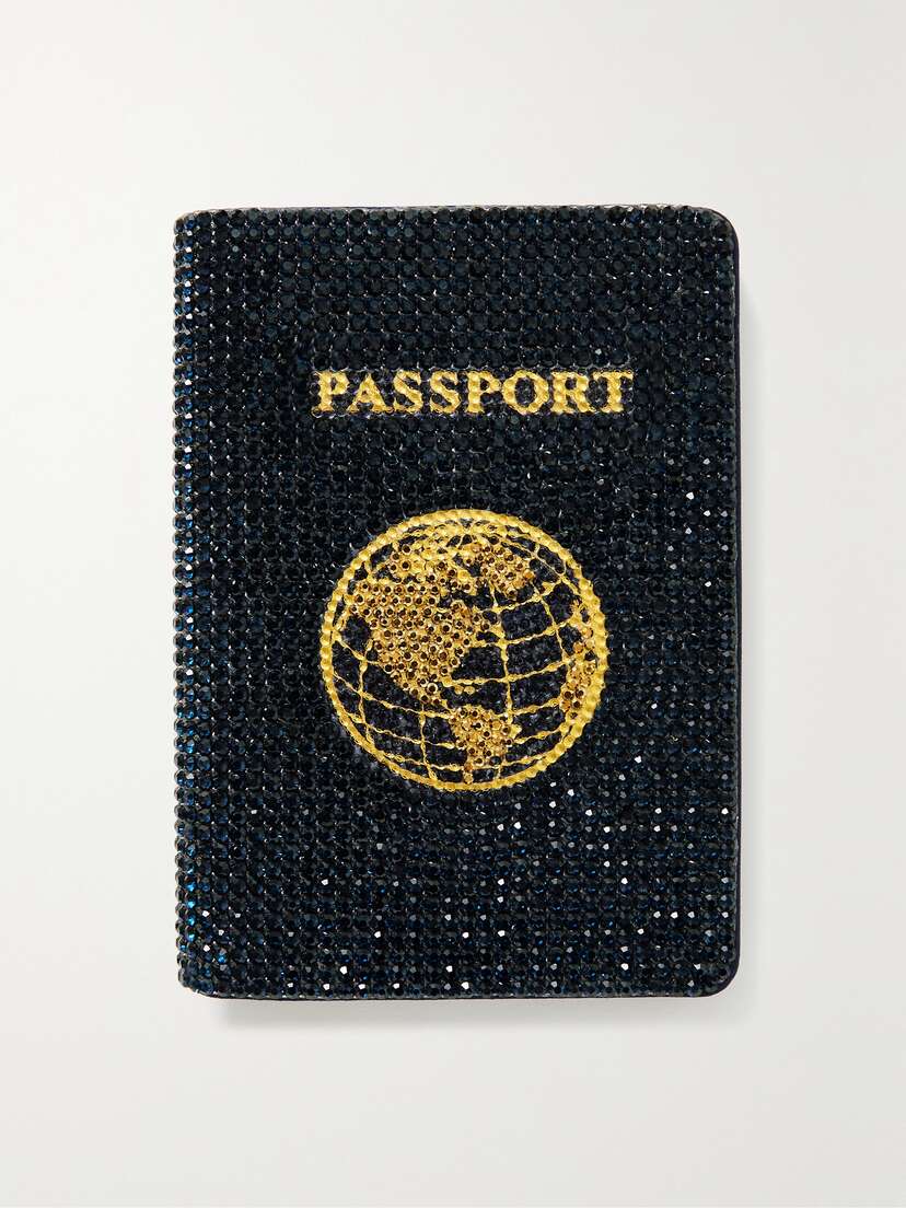 Judith Leiber Couture Crystal-embellished Leather Passport Holder
