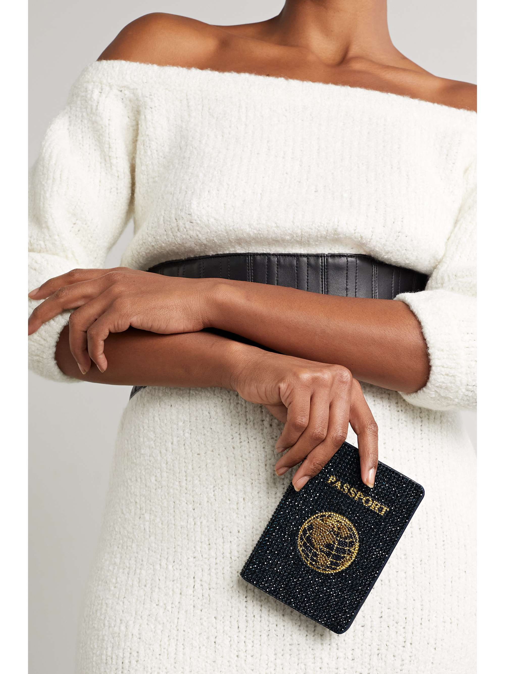 JUDITH LEIBER COUTURE Crystal-embellished leather passport holder