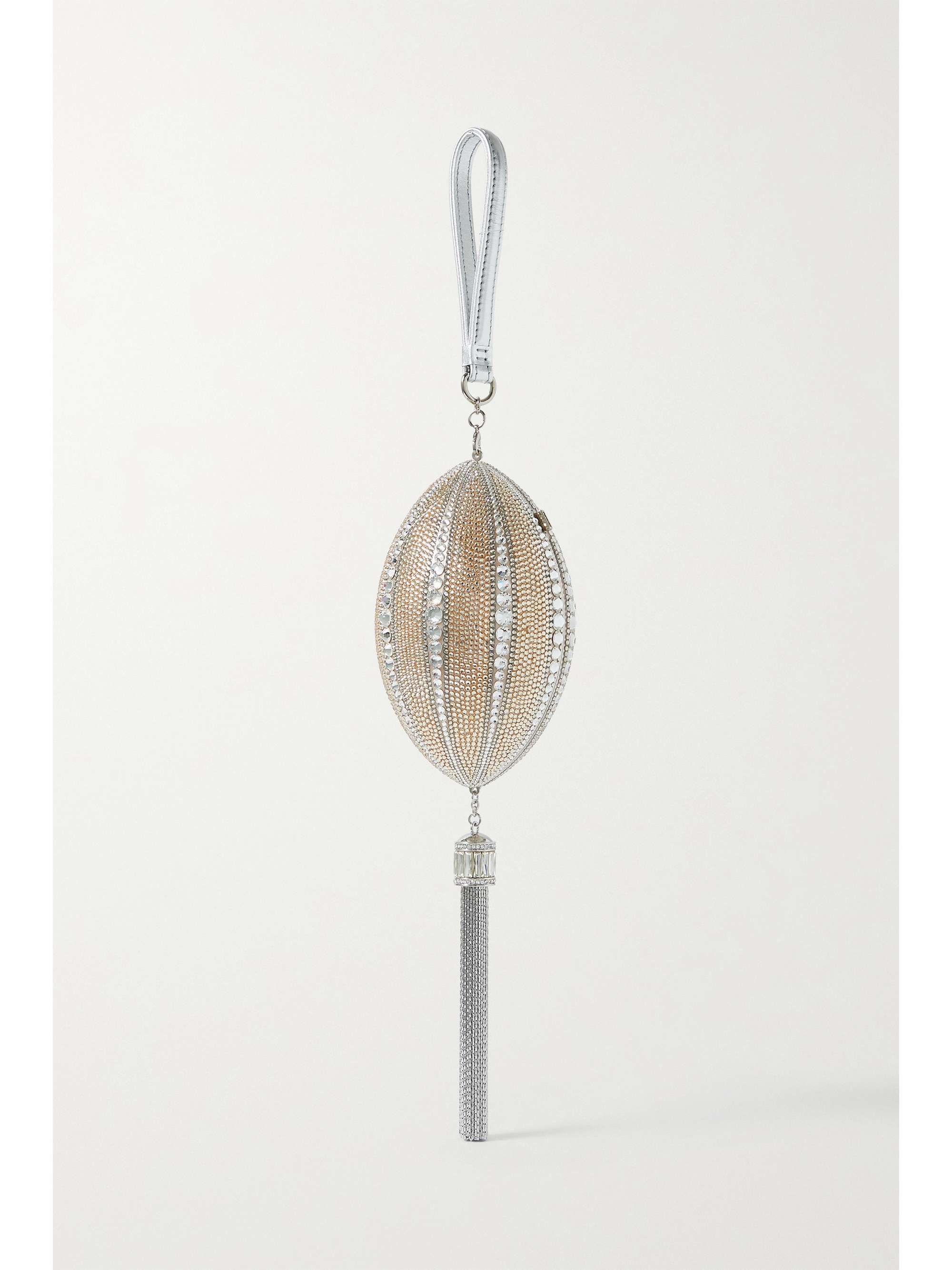 JUDITH LEIBER COUTURE Oval Drop crystal-embellished silver-tone clutch