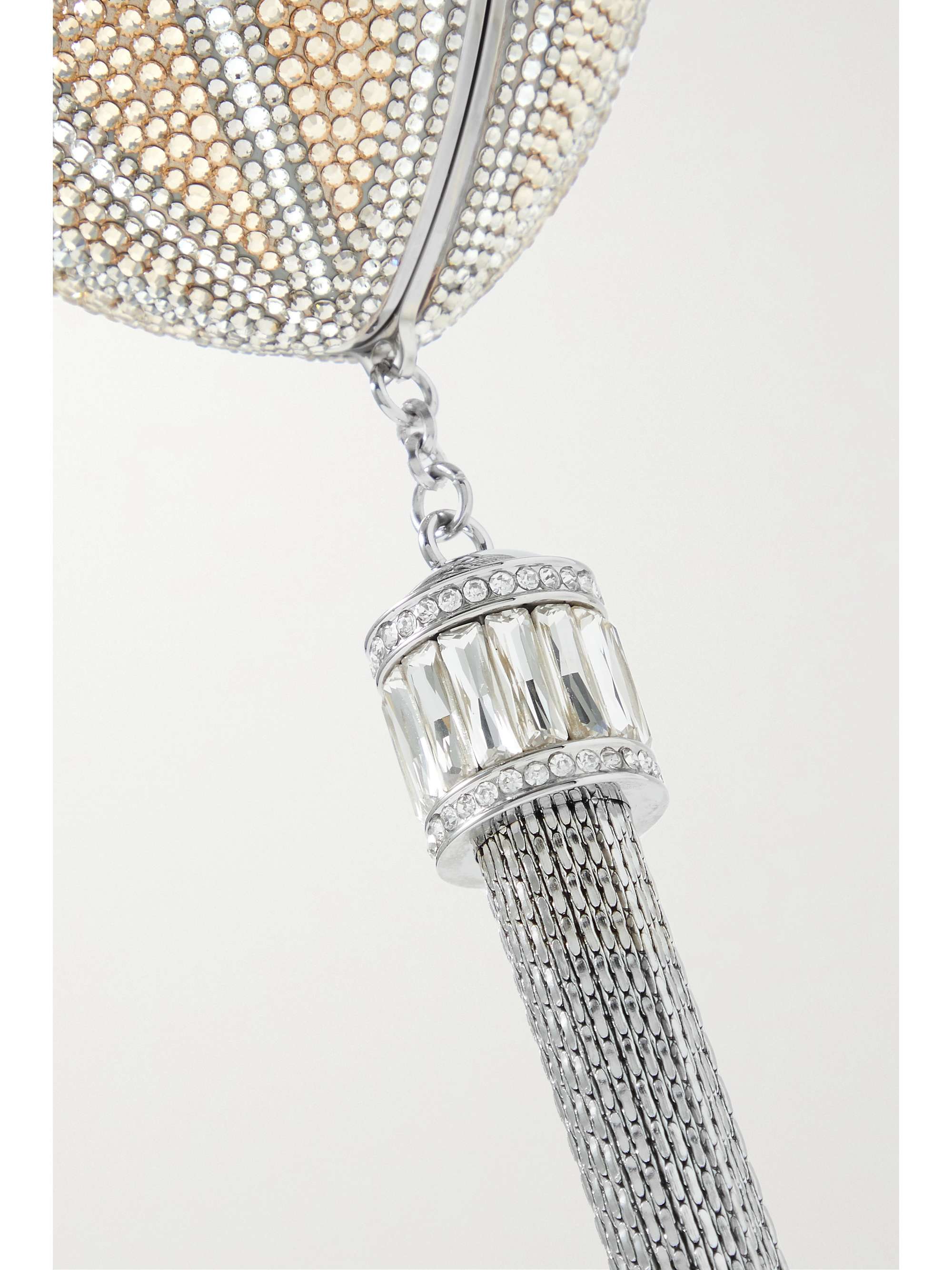 JUDITH LEIBER COUTURE Oval Drop crystal-embellished silver-tone clutch