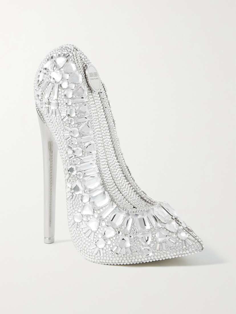 Judith Leiber Couture Stiletto Crystal-embellished Silver-tone Clutch