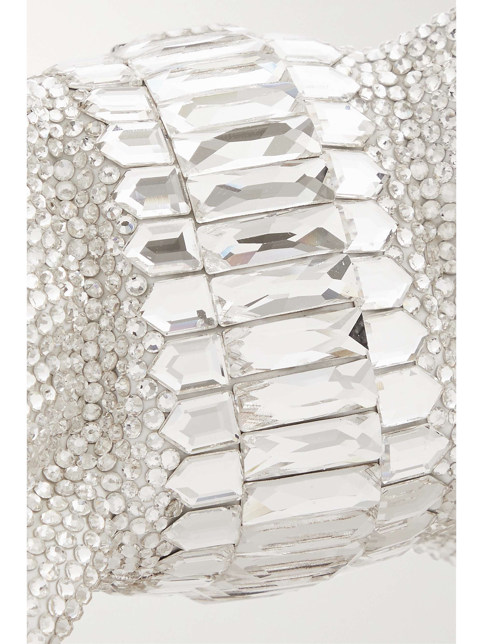 JUDITH LEIBER COUTURE Bow Deco Gems Rhine crystal-embellished silver-tone clutch