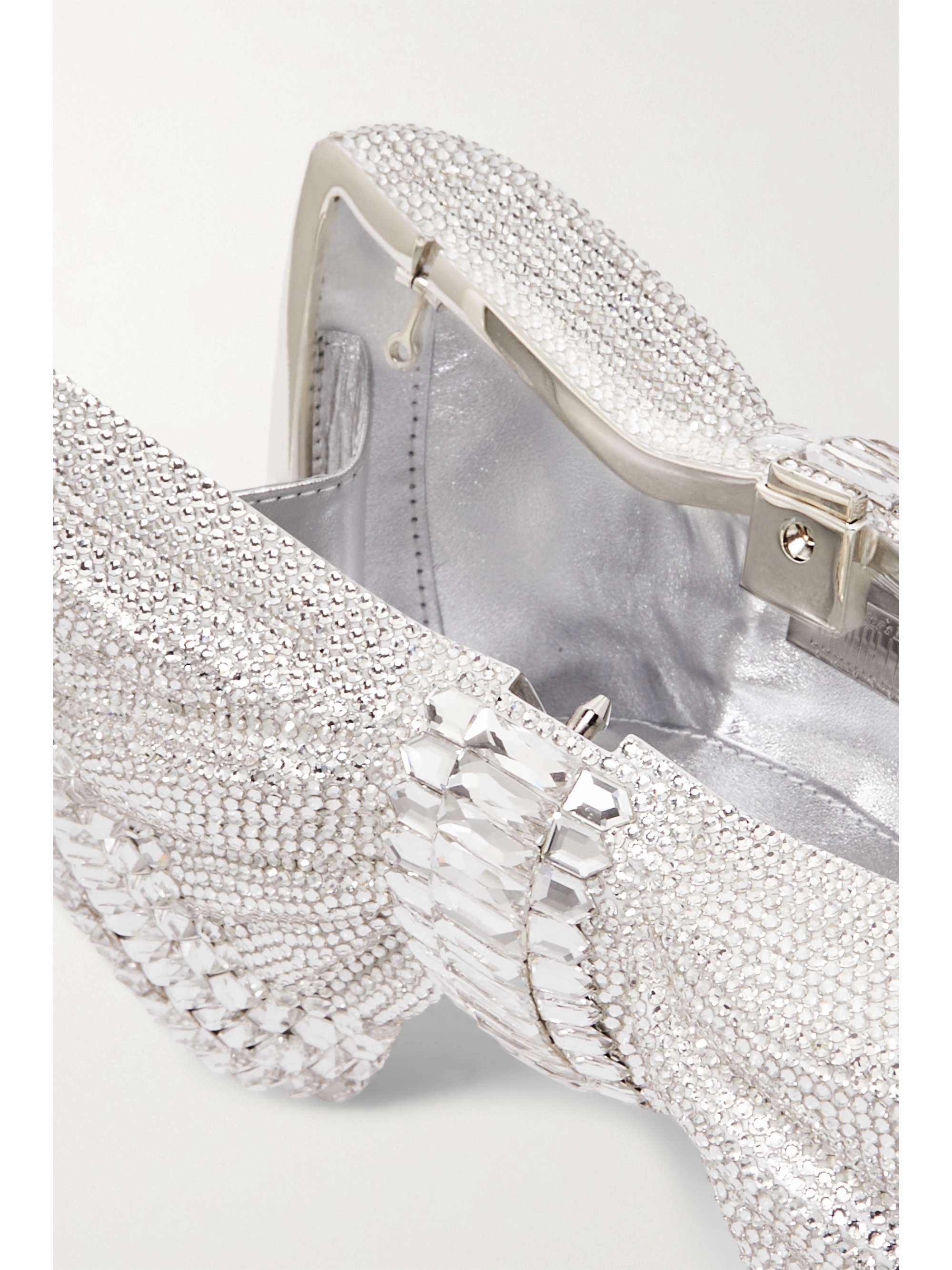 JUDITH LEIBER COUTURE Bow Deco Gems Rhine crystal-embellished silver-tone clutch