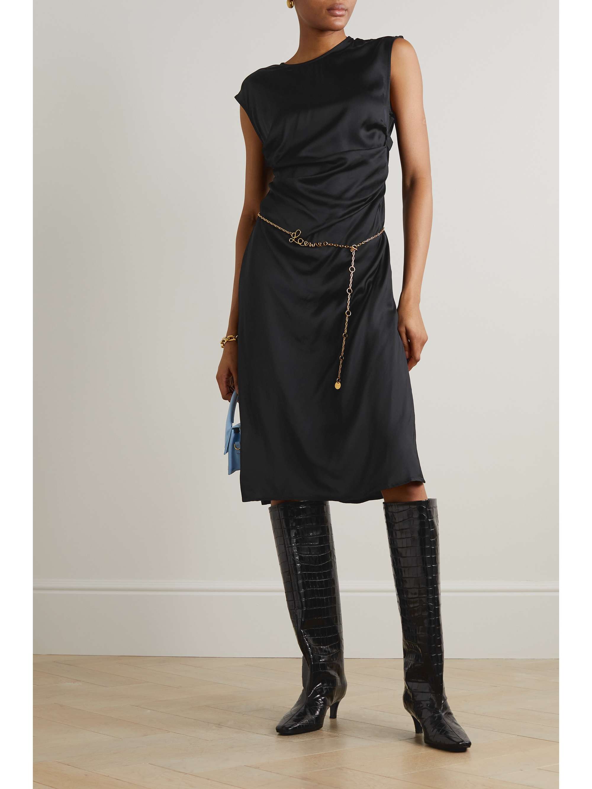 HOLZWEILER Isabell button-embellished gathered satin midi dress