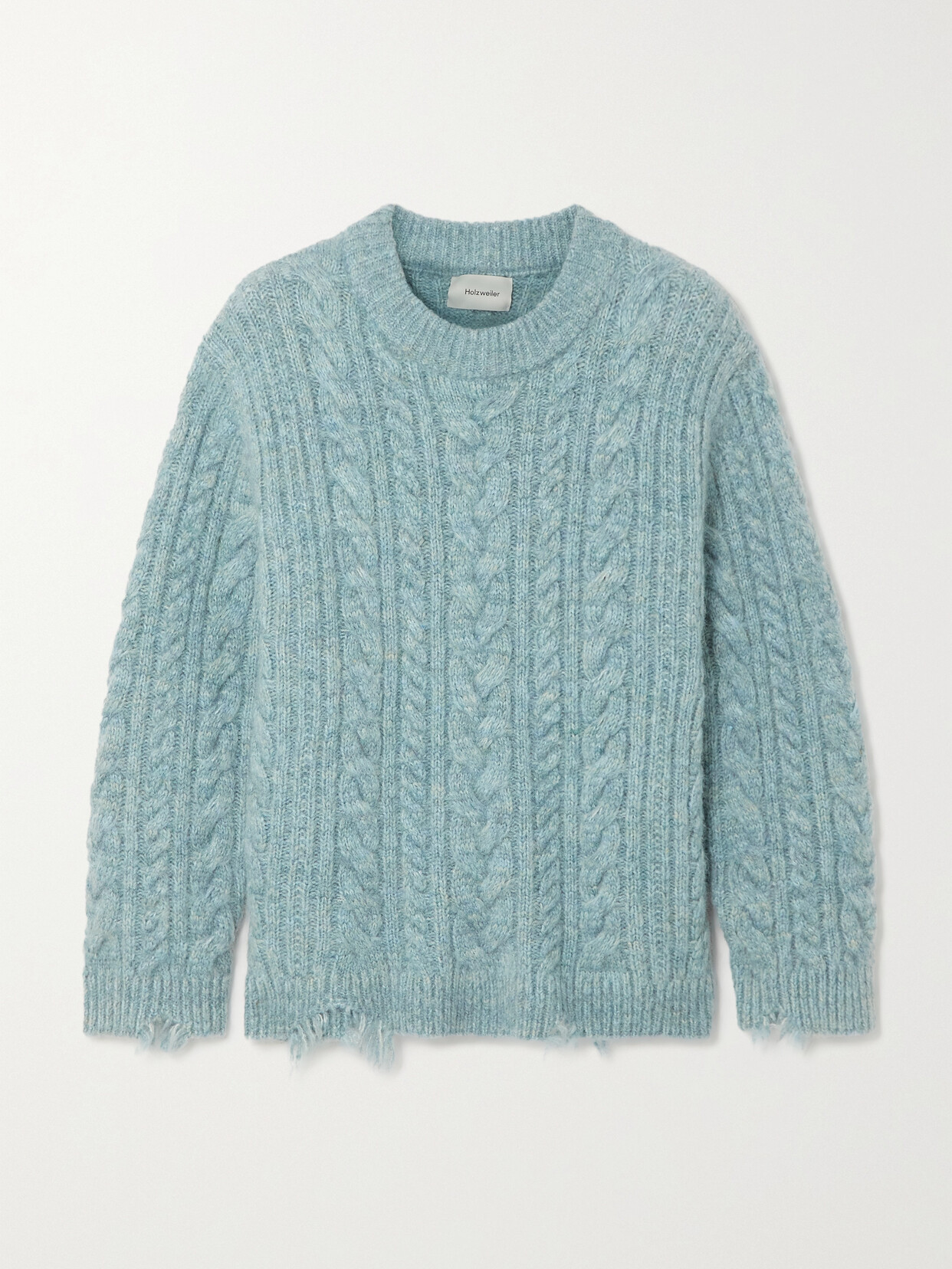 Holzweiler - Baharia Distressed Cable-knit Sweater - Blue