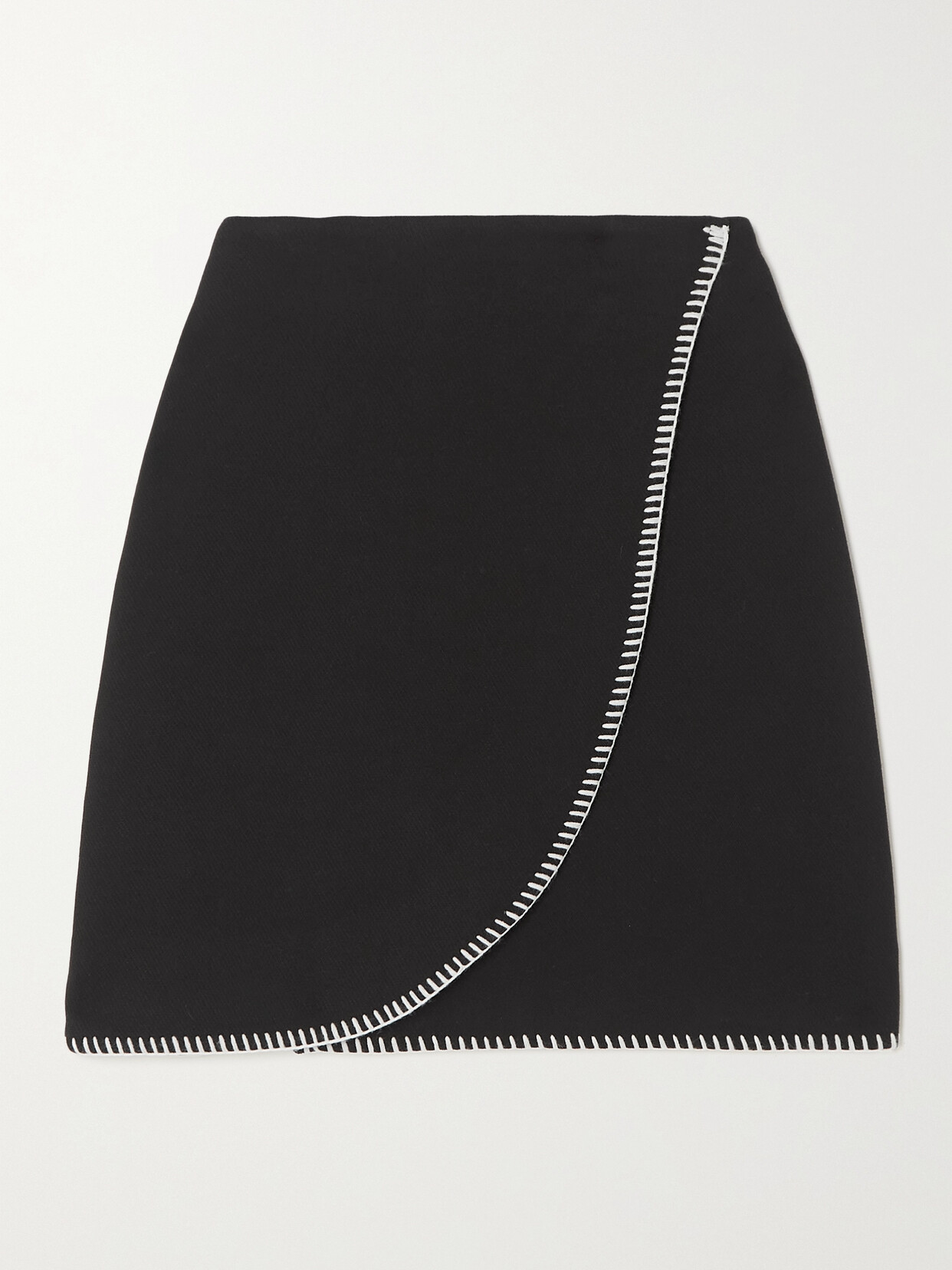 HOLZWEILER ERINA TOPSTITCHED WRAP-EFFECT WOVEN MINI SKIRT