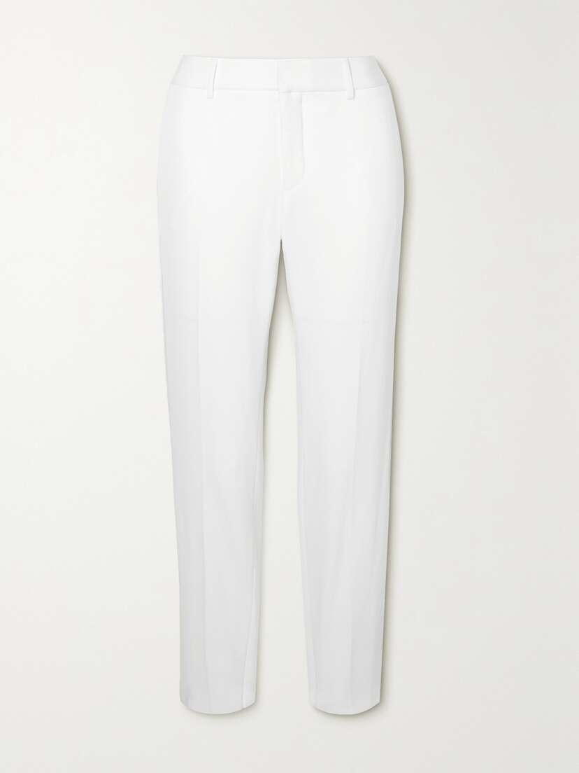 SAINT LAURENT Satin-trimmed Wool-twill Tapered Pants