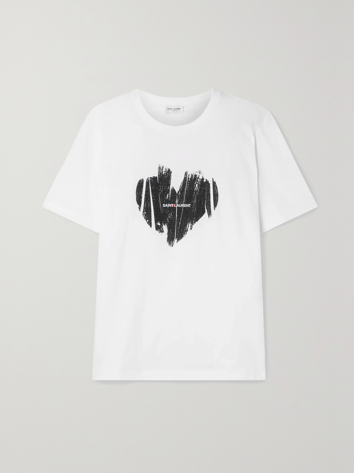 Shop Saint Laurent Printed Cotton-jersey T-shirt In Off-white