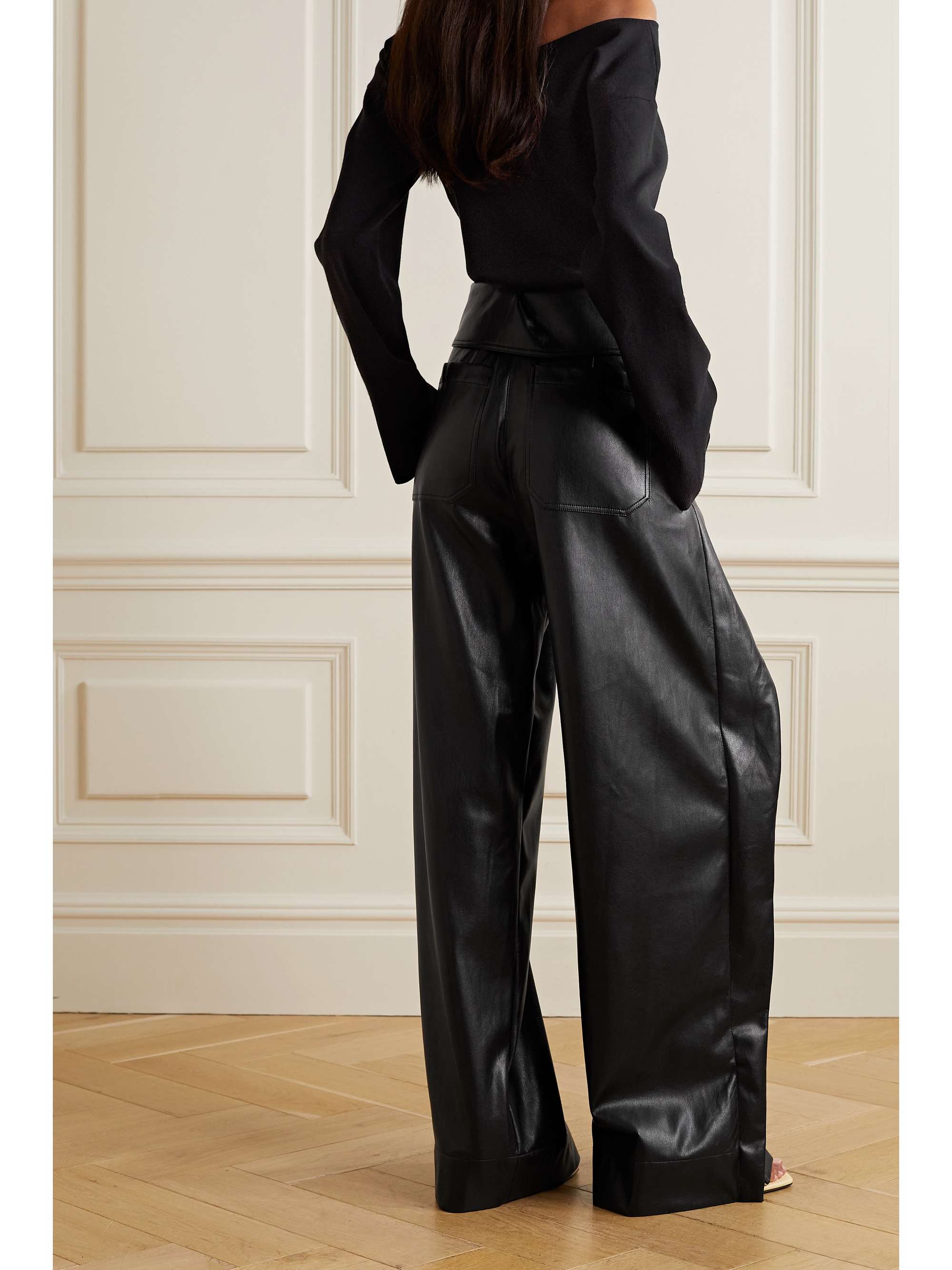 A.L.C. Emilio tie-detailed layered faux leather wide-leg pants