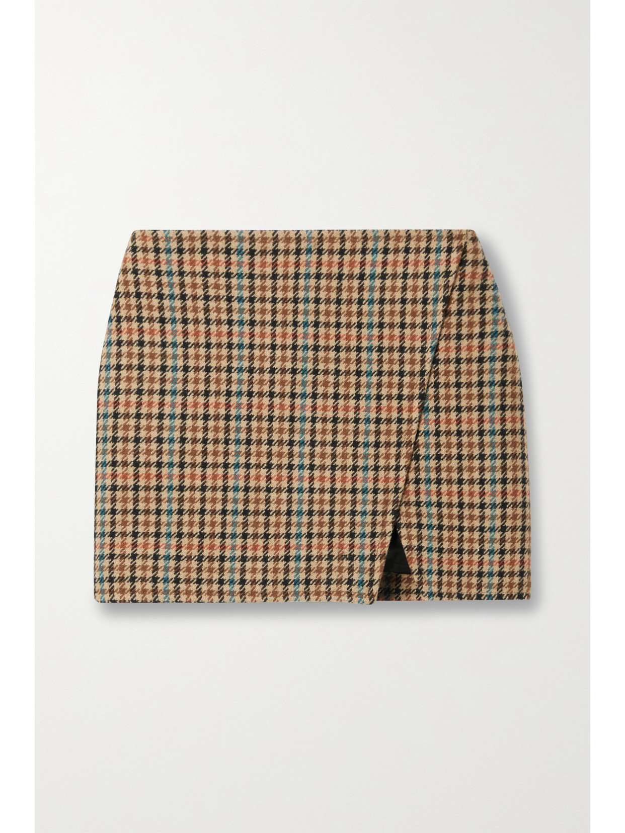 A.L.C. Rylee Wrap-effect Houndstooth Wool-blend Mini Skirt