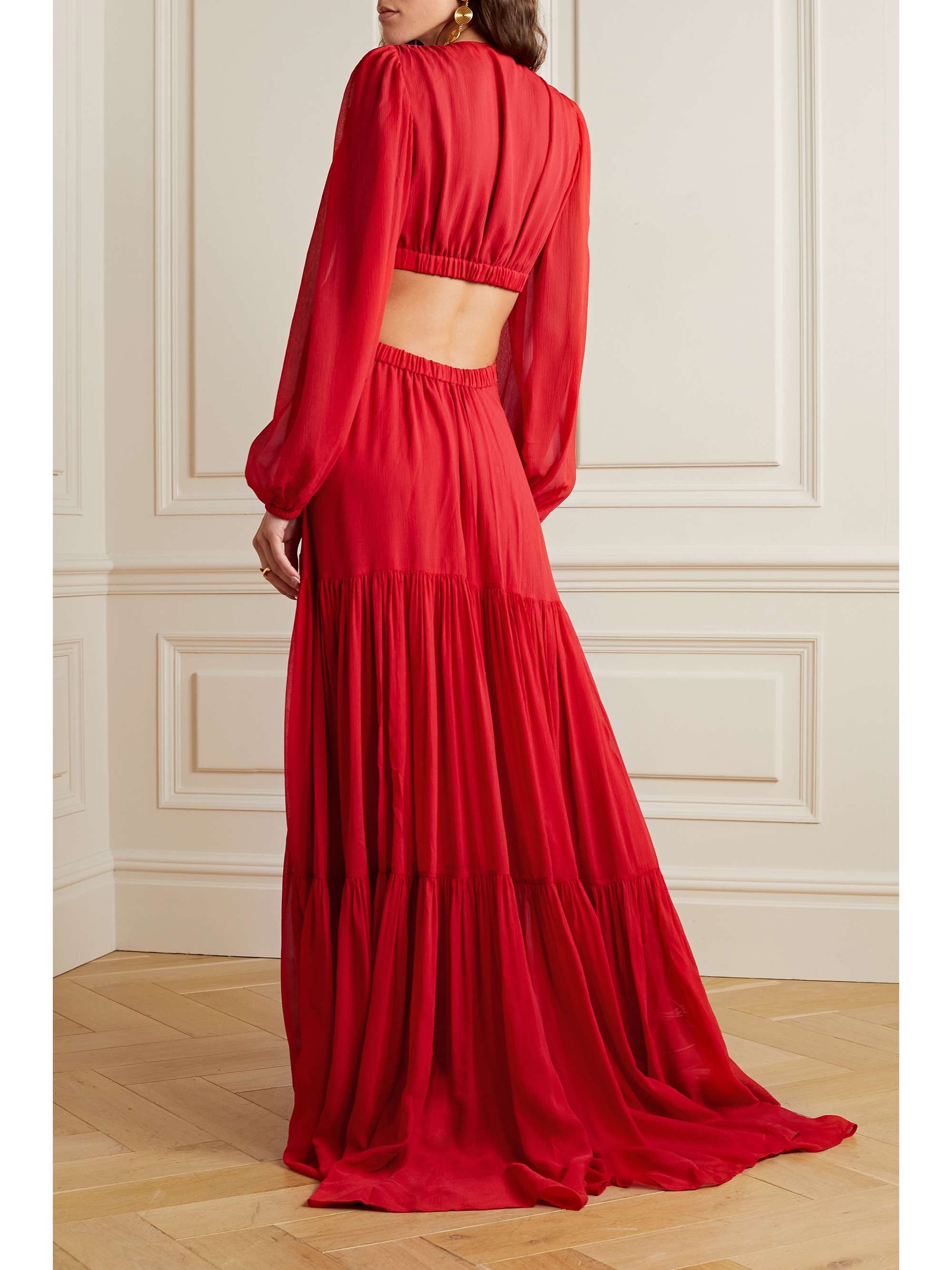 A.L.C. Isabelle tiered cutout silk-crepon maxi dress