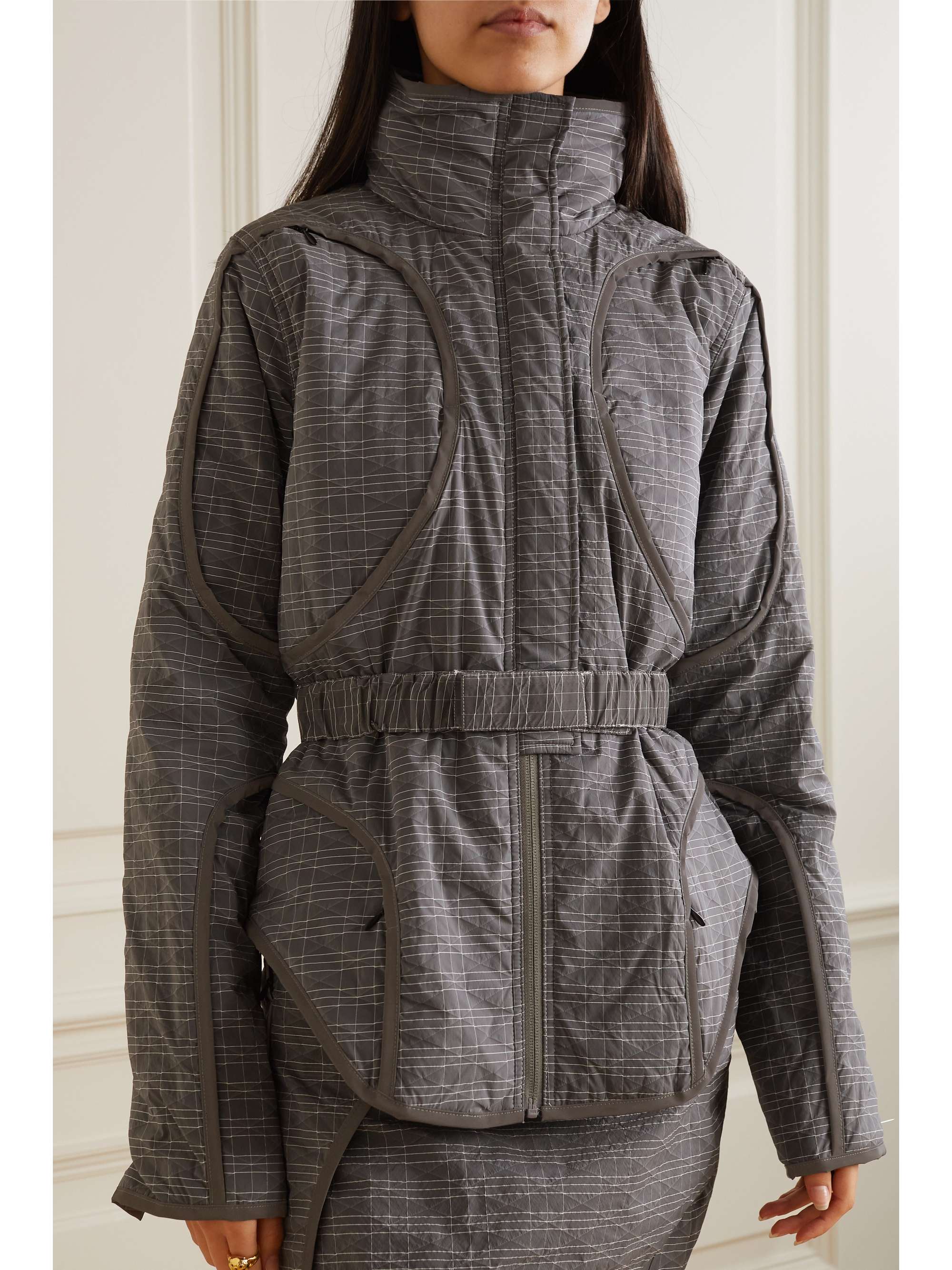 MCQ ALEXANDER MCQUEEN Long Now padded matelassé checked shell jacket