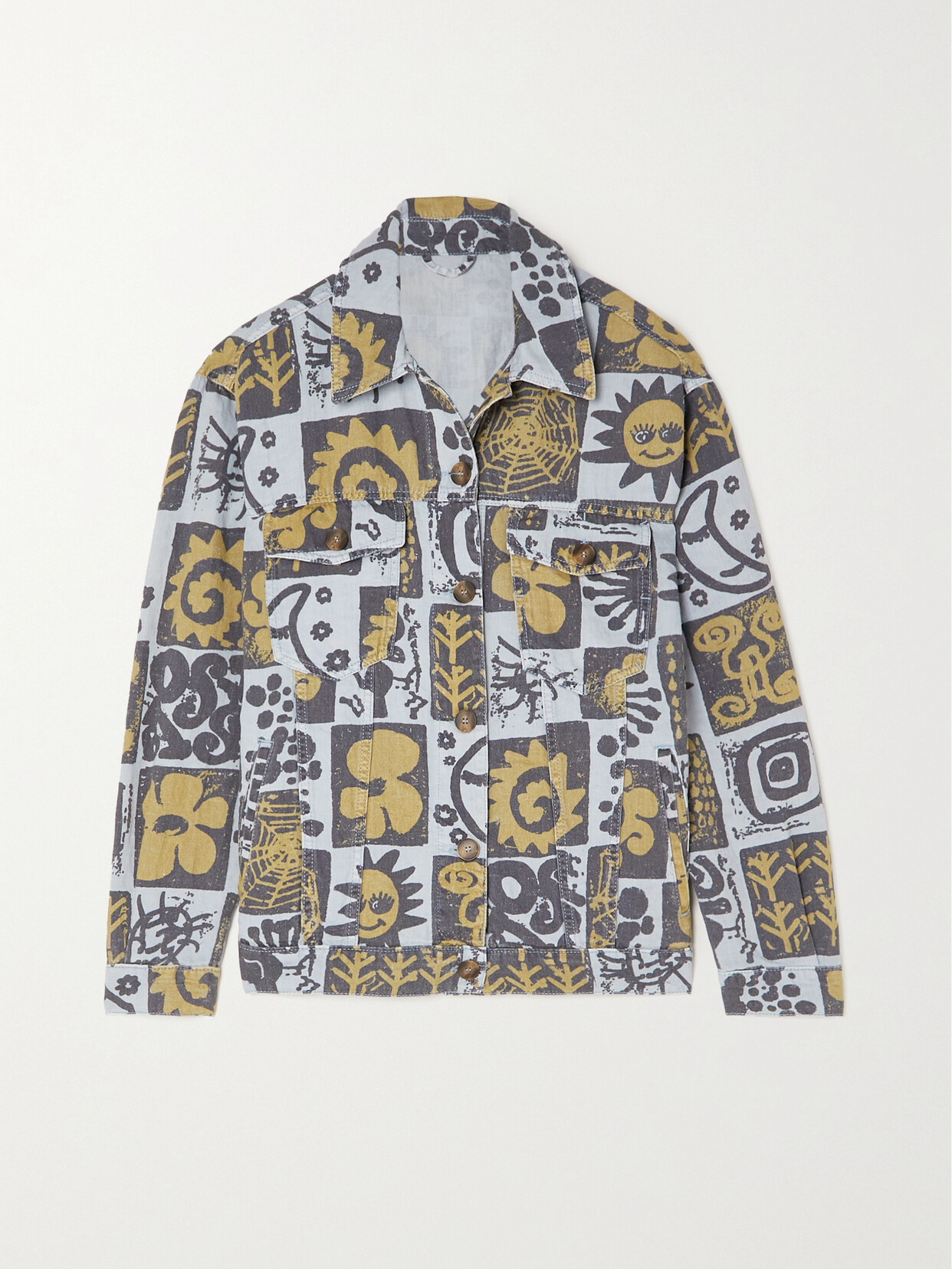 MCQ ALEXANDER MCQUEEN – Biosis Printed Denim Shirt Jacket – Yellow MCQ ALEXANDER MCQUEEN – Biosis Printed Denim Shirt Jacket – Yellow