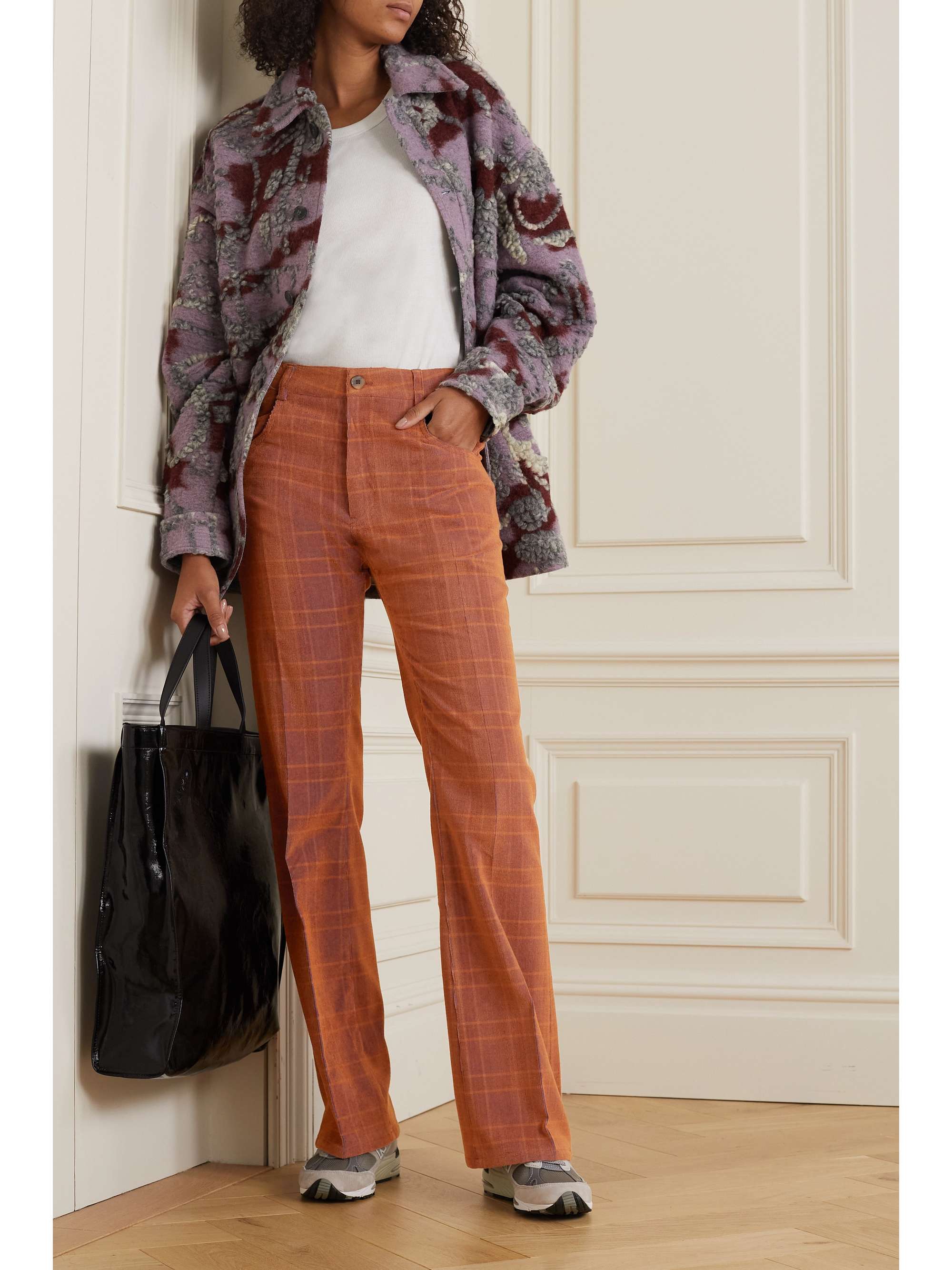 MCQ ALEXANDER MCQUEEN Biosis 格纹灯芯绒喇叭裤