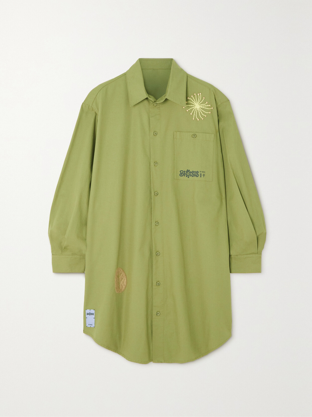Mcq By Alexander Mcqueen Biosis Oversized Embellished Cotton Shirt In Green