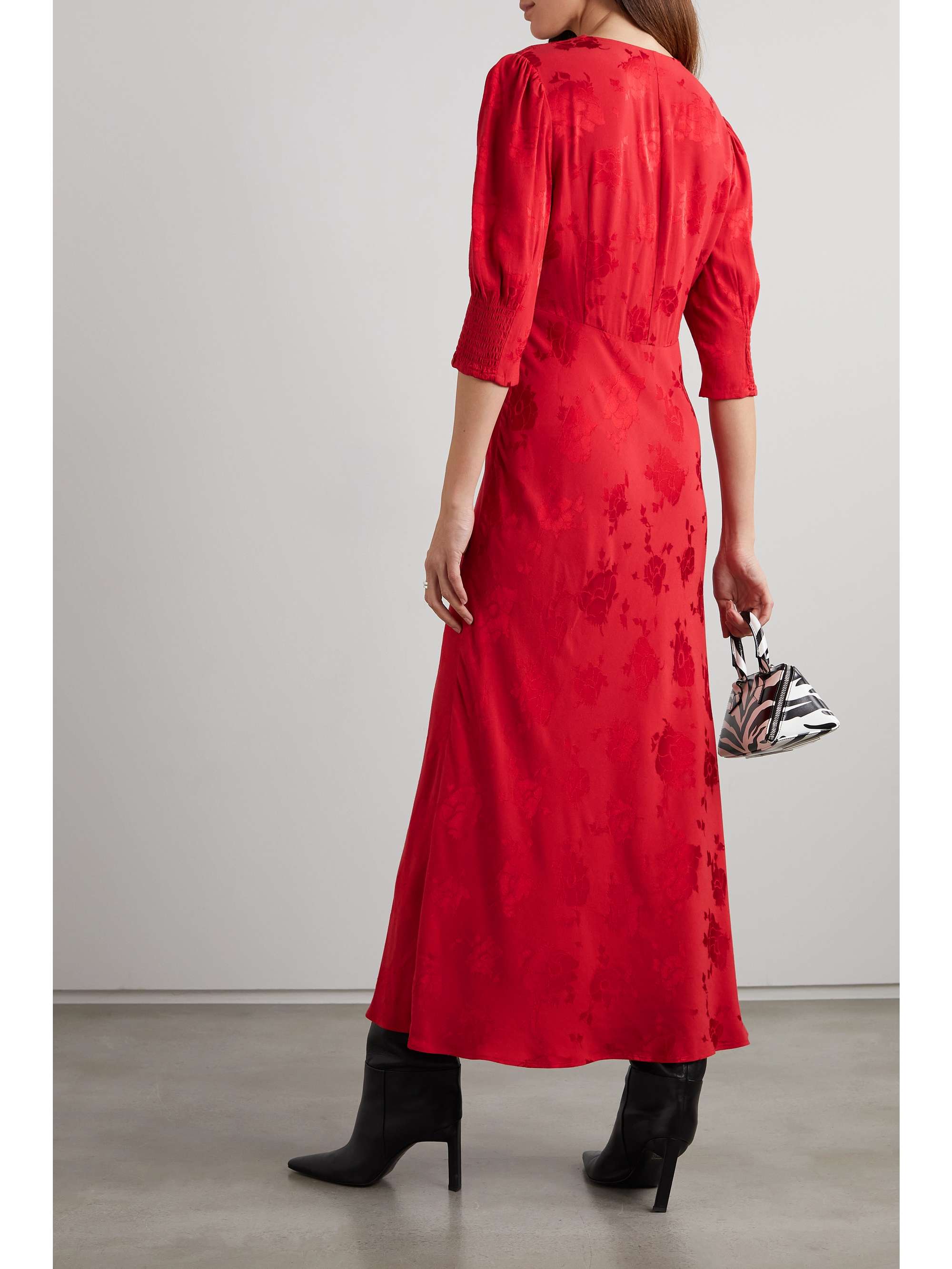 RIXO Zadie satin-jacquard midi dress