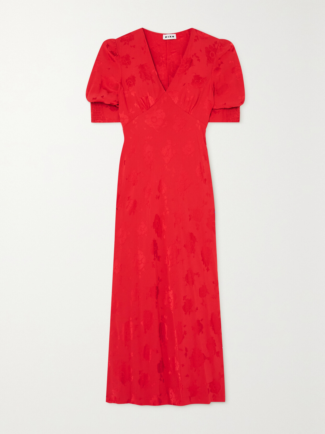 RIXO - Zadie Satin-jacquard Midi Dress - Red