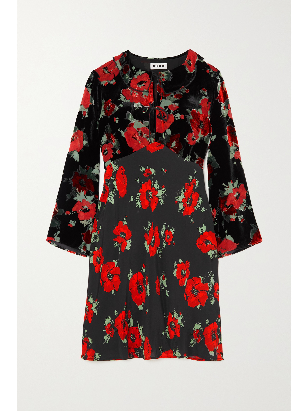 RIXO - Malibu Floral-print Devoré-velvet And Crepe De Chine Mini Dress - Black