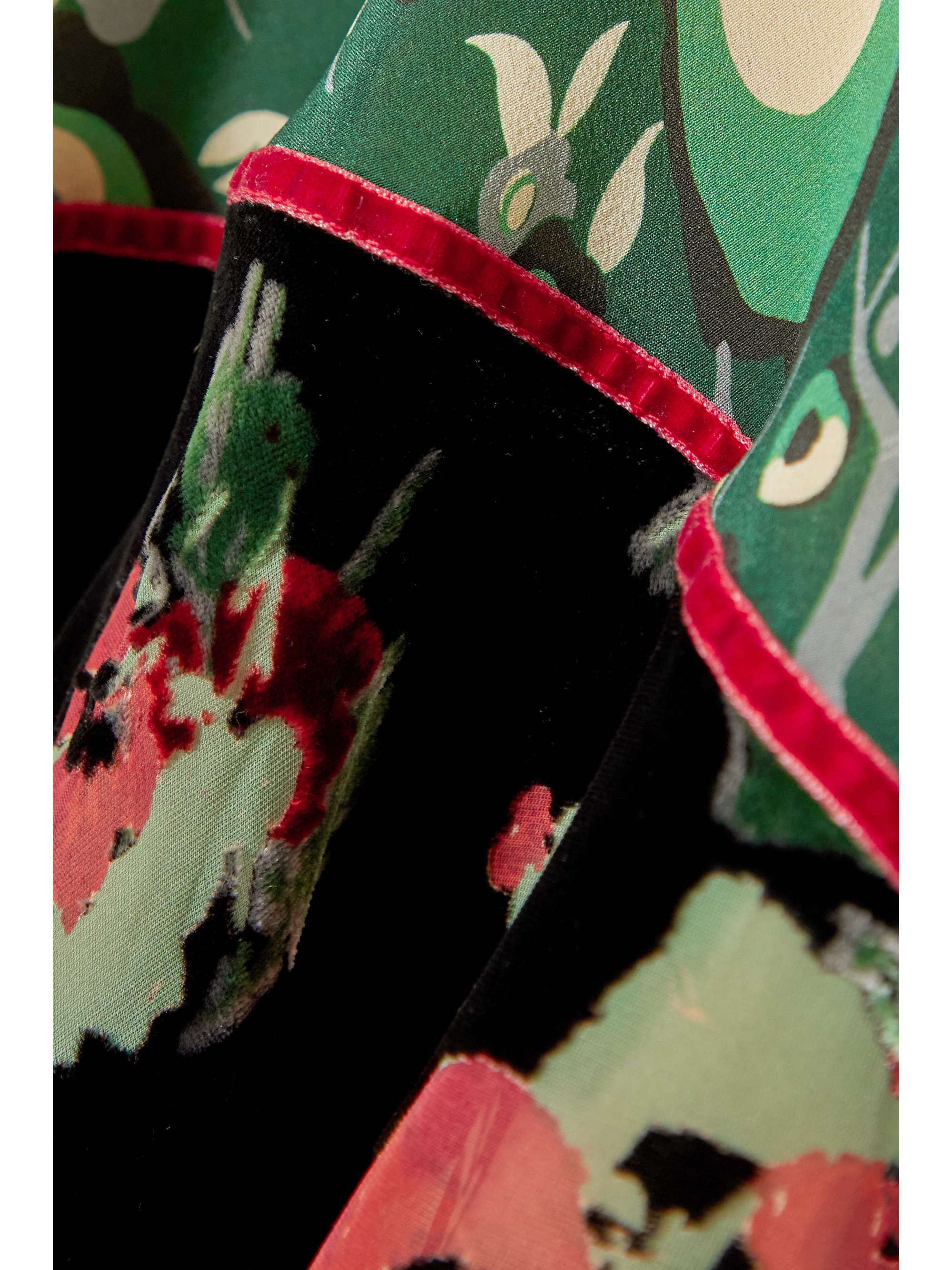RIXO Edith floral-print silk crepe de chine and devoré-velvet mini dress