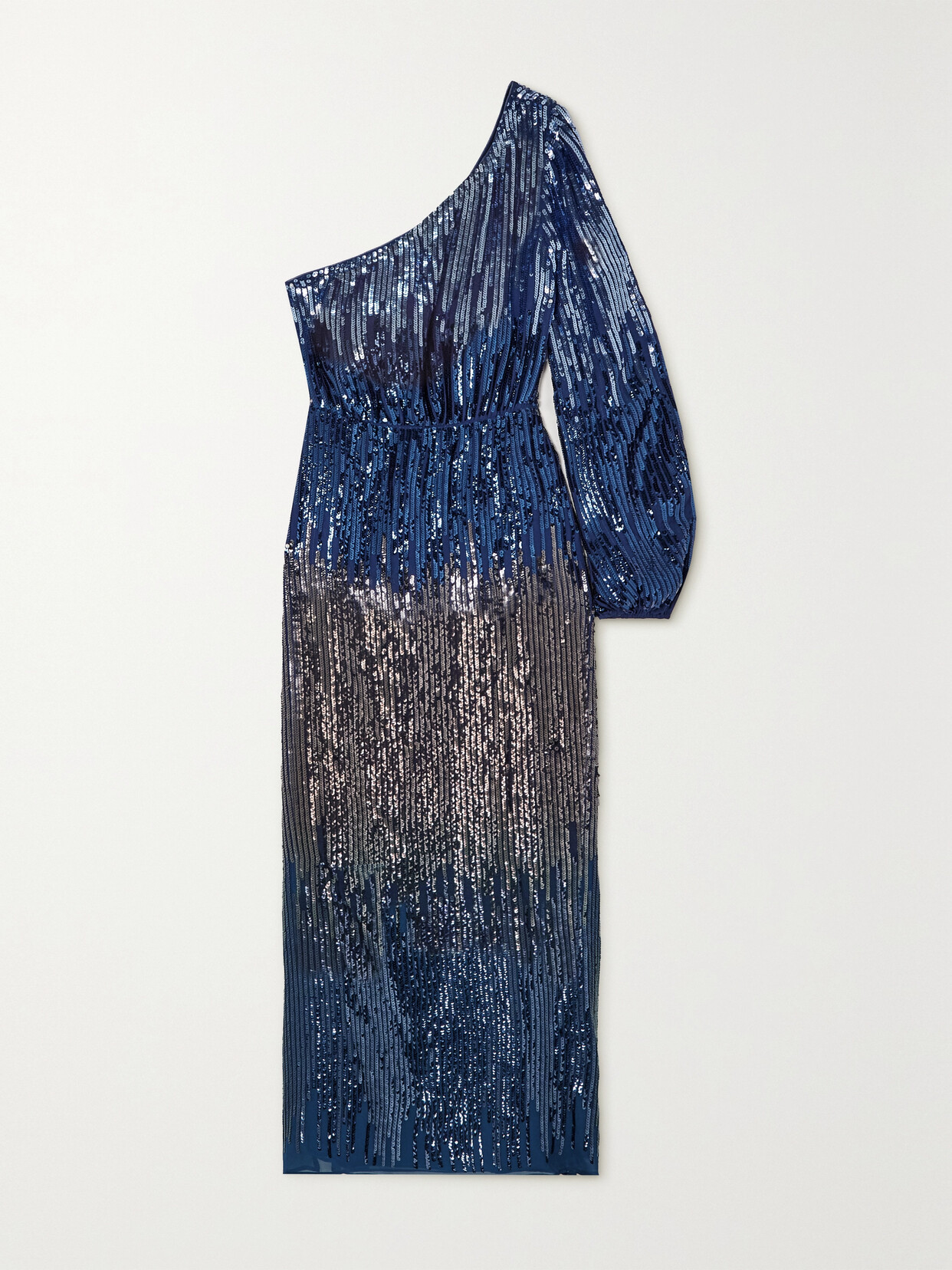 RIXO - Bradshaw One-shoulder Ombré Sequined Crepe Maxi Dress - Blue