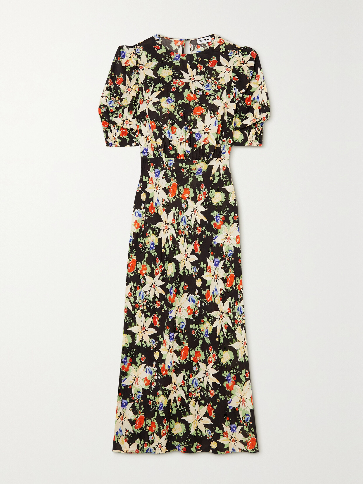 RIXO - Lucile Floral-print Crepe Midi Dress - Black