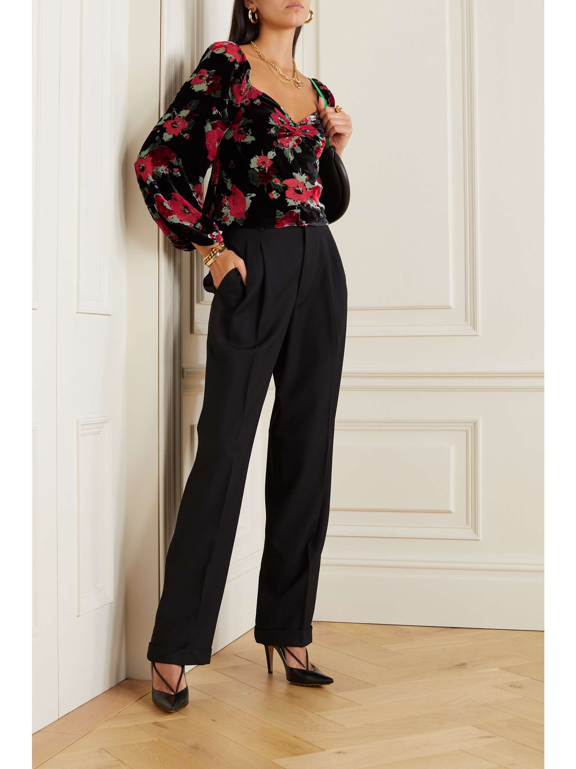 RIXO Bridgette floral-print silk-blend devoré-velvet blouse | NET-A-PORTER