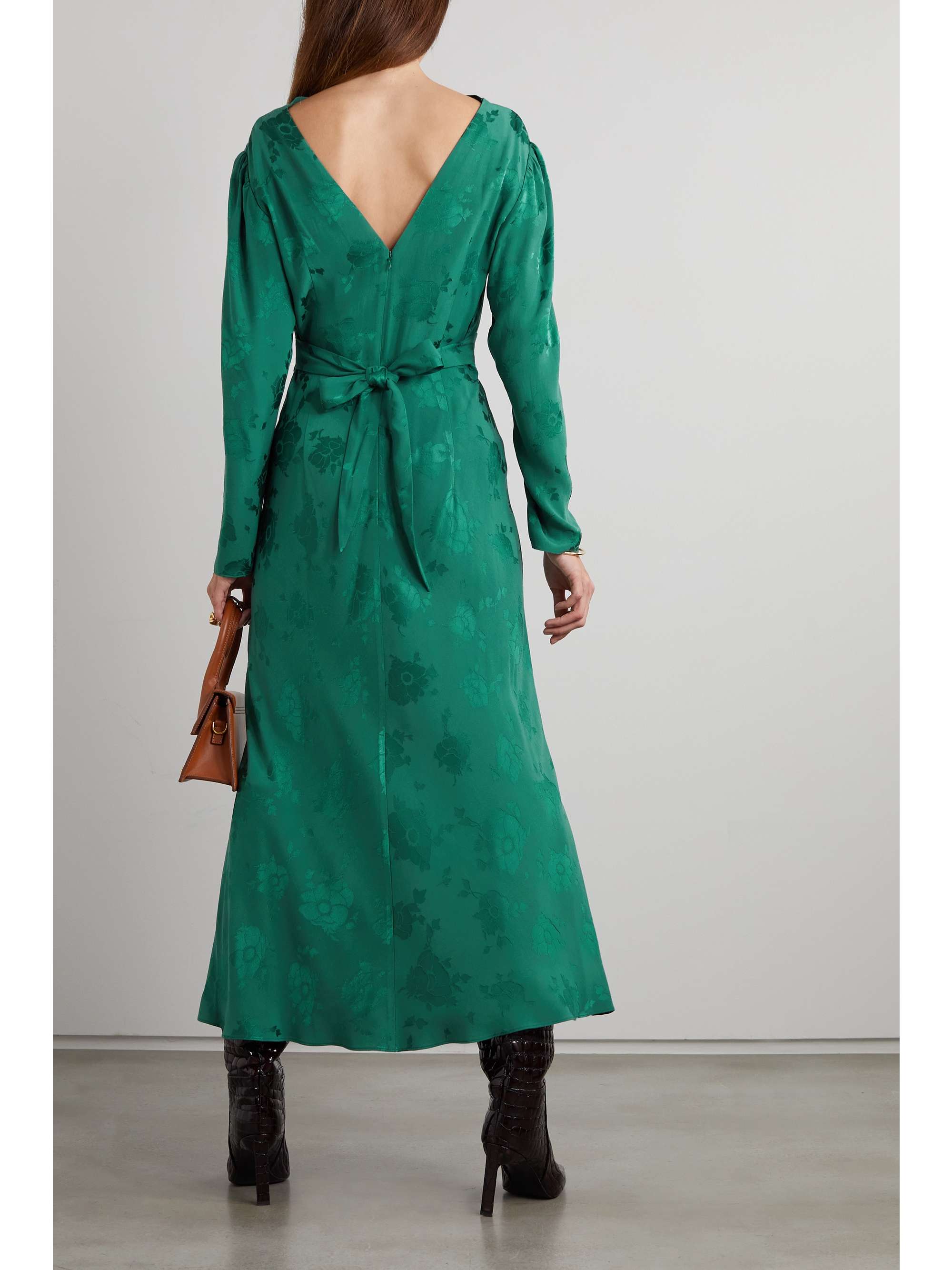 RIXO Ginger floral-jacquard crepe midi dress