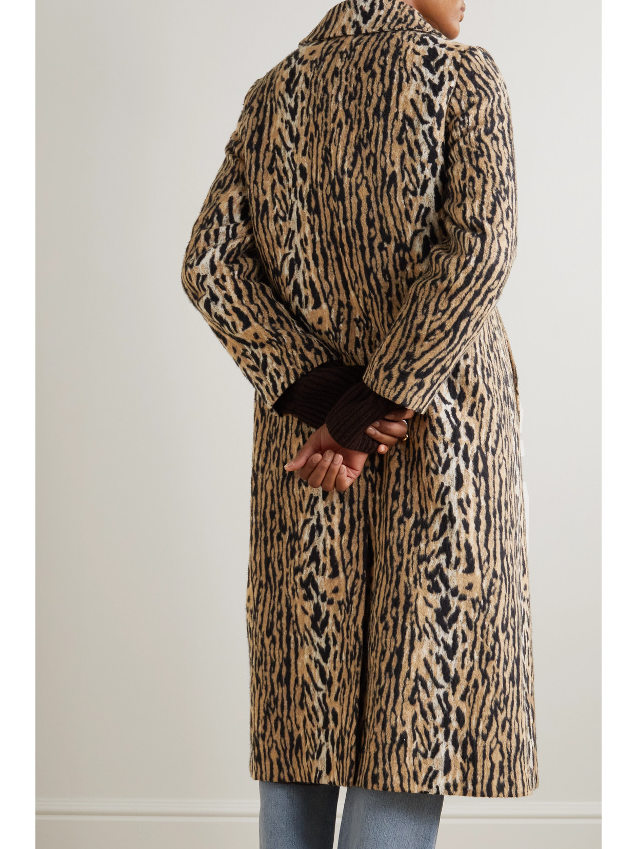 Rixo London Milly Leopard-print Felt Coat In Brown