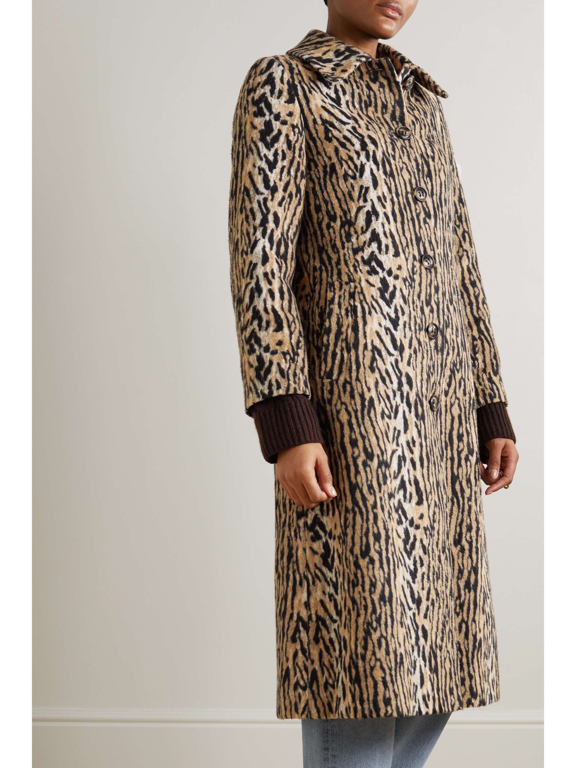 RIXO Milly leopard-print felt coat