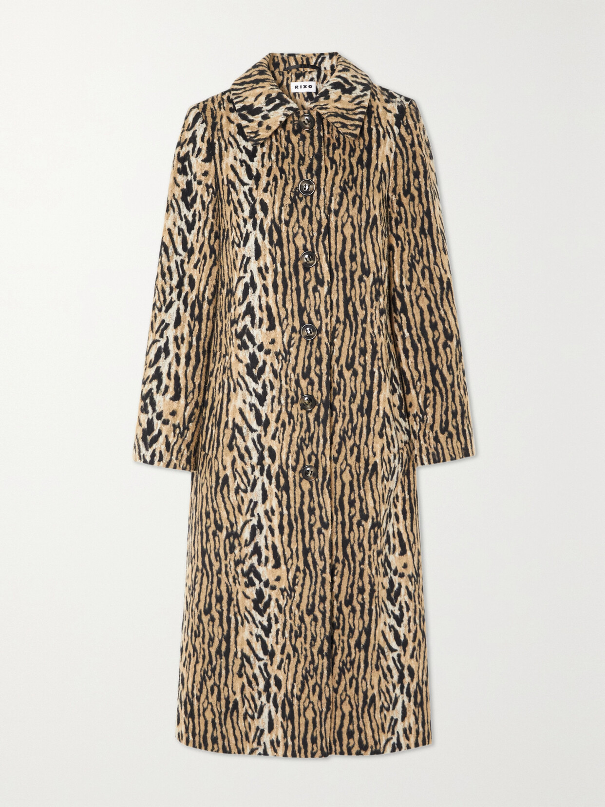 Rixo London Milly Leopard-print Felt Coat In Brown
