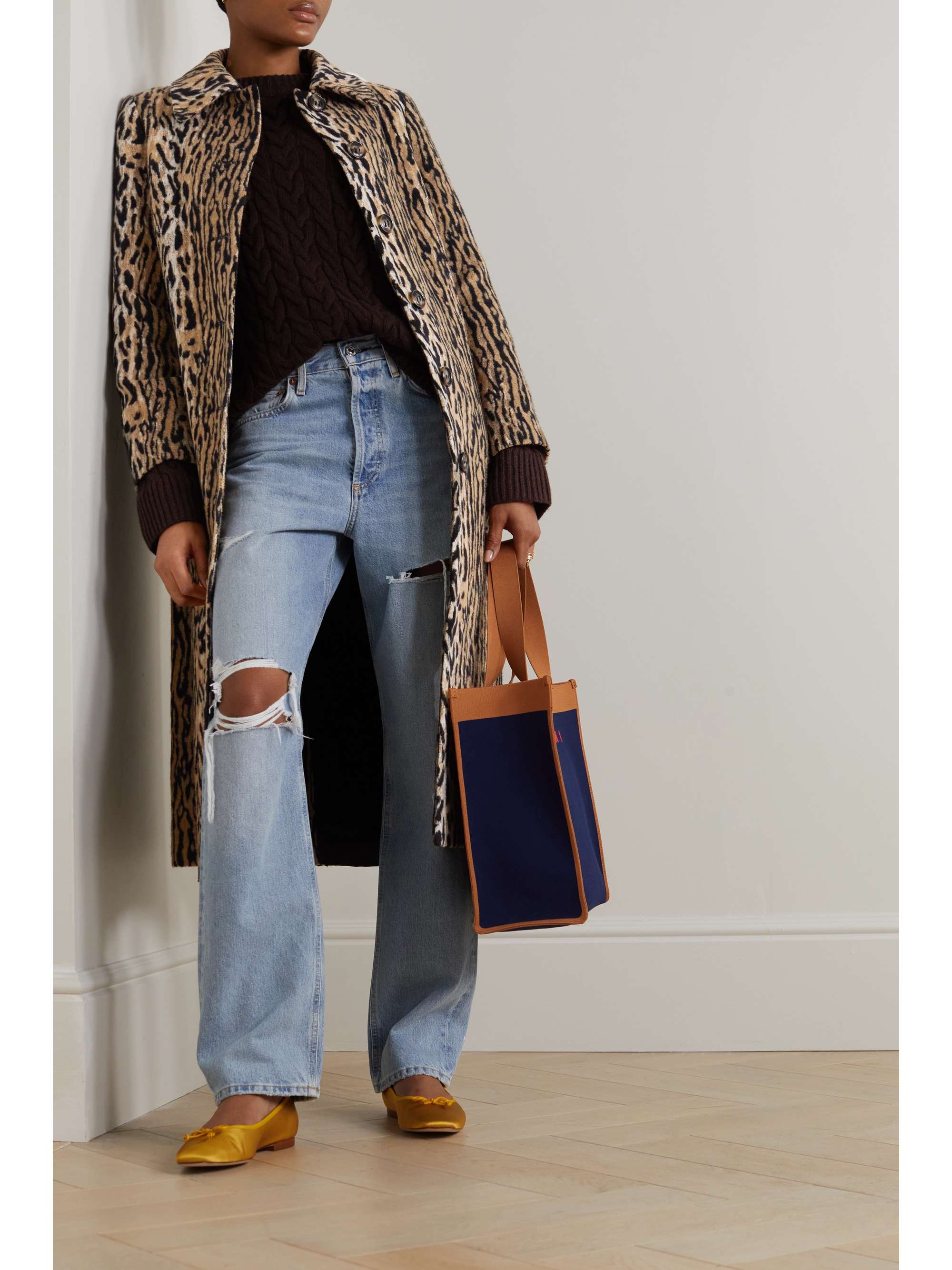 RIXO Milly leopard-print felt coat