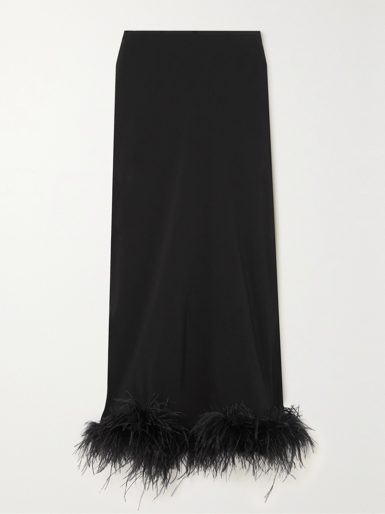 RIXO LONDON KELLY FEATHER-TRIMMED CREPE MIDI SKIRT