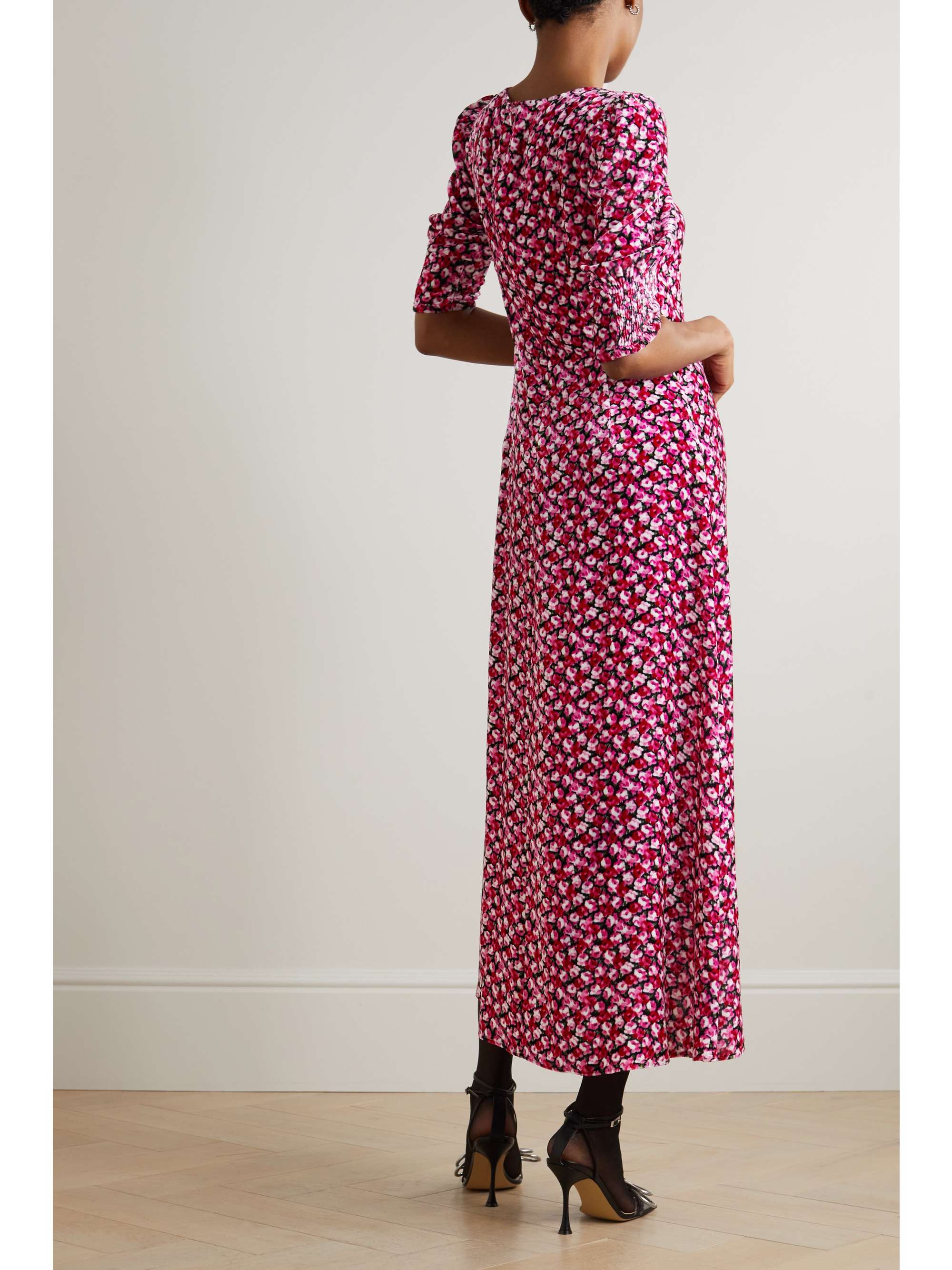 RIXO Karen embellished floral-print velvet midi dress