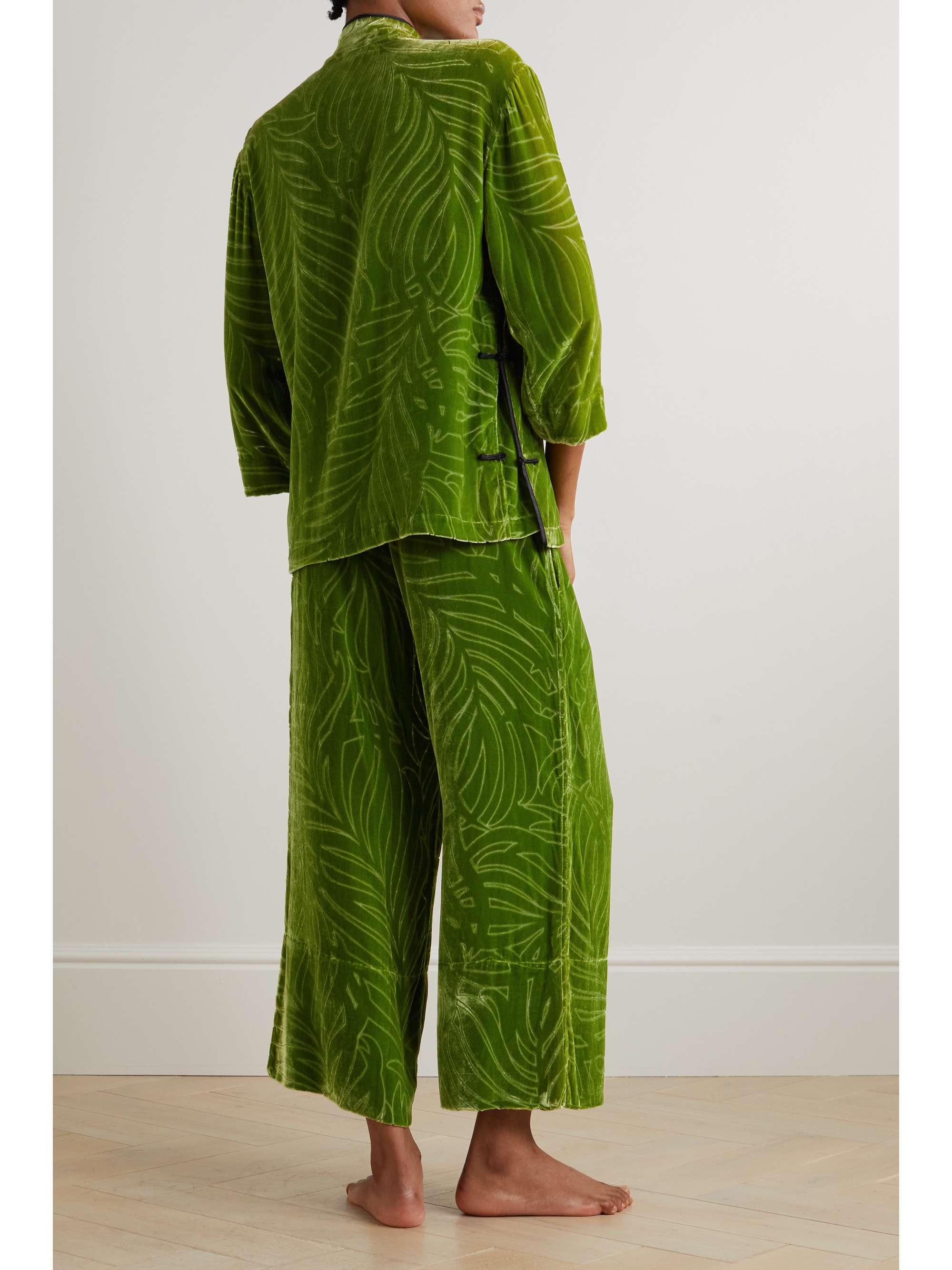 OLIVIA VON HALLE Harlow devoré-velvet pajama set