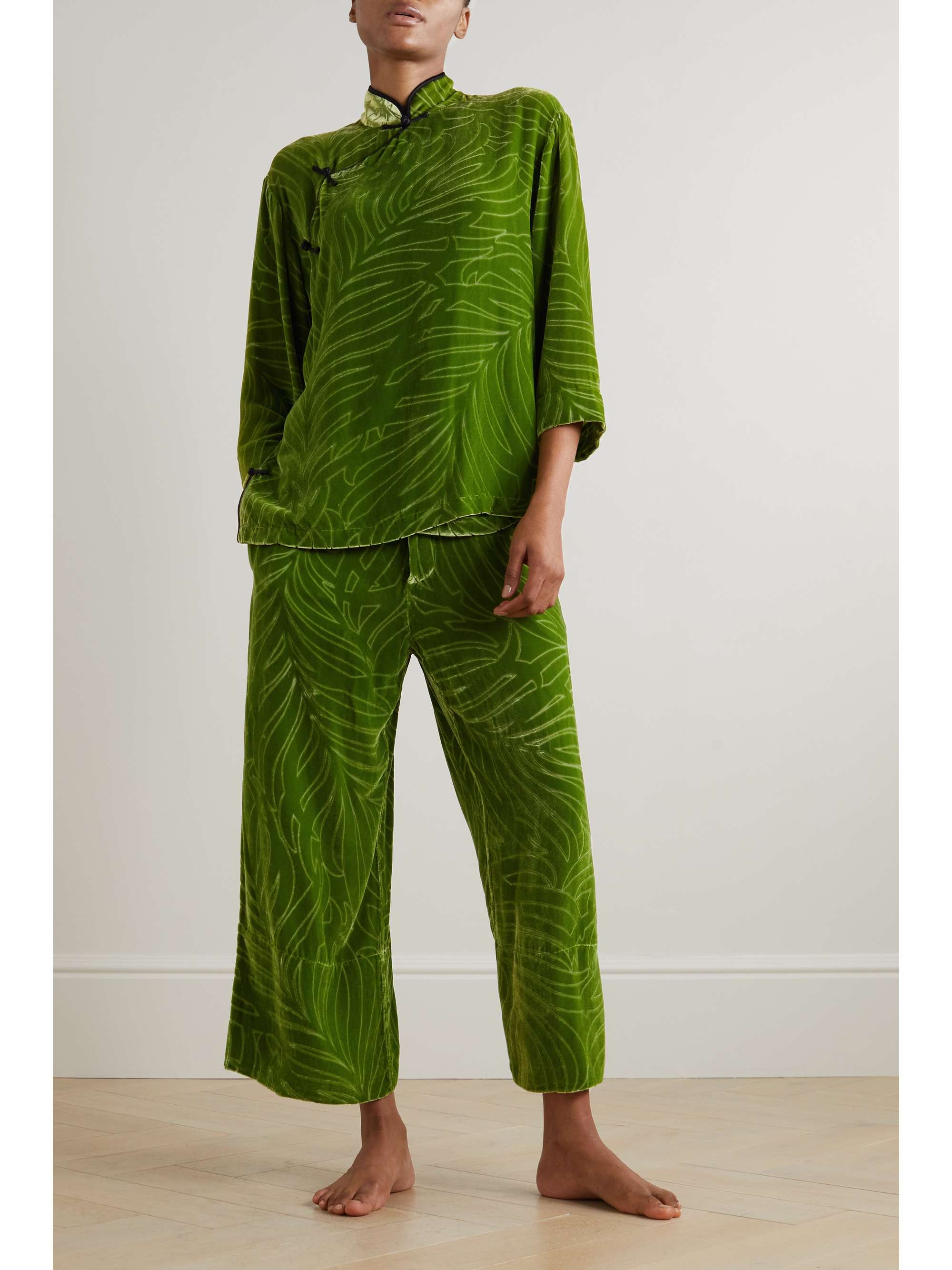 OLIVIA VON HALLE Harlow devoré-velvet pajama set