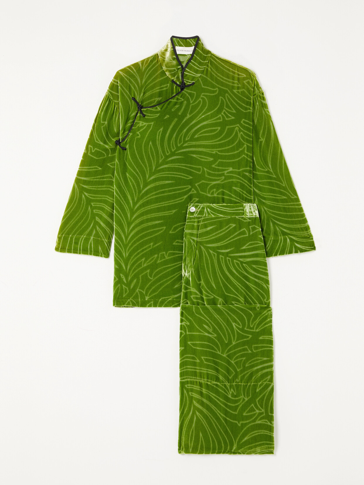 Olivia von Halle - Harlow Devoré-velvet Pajama Set - Green