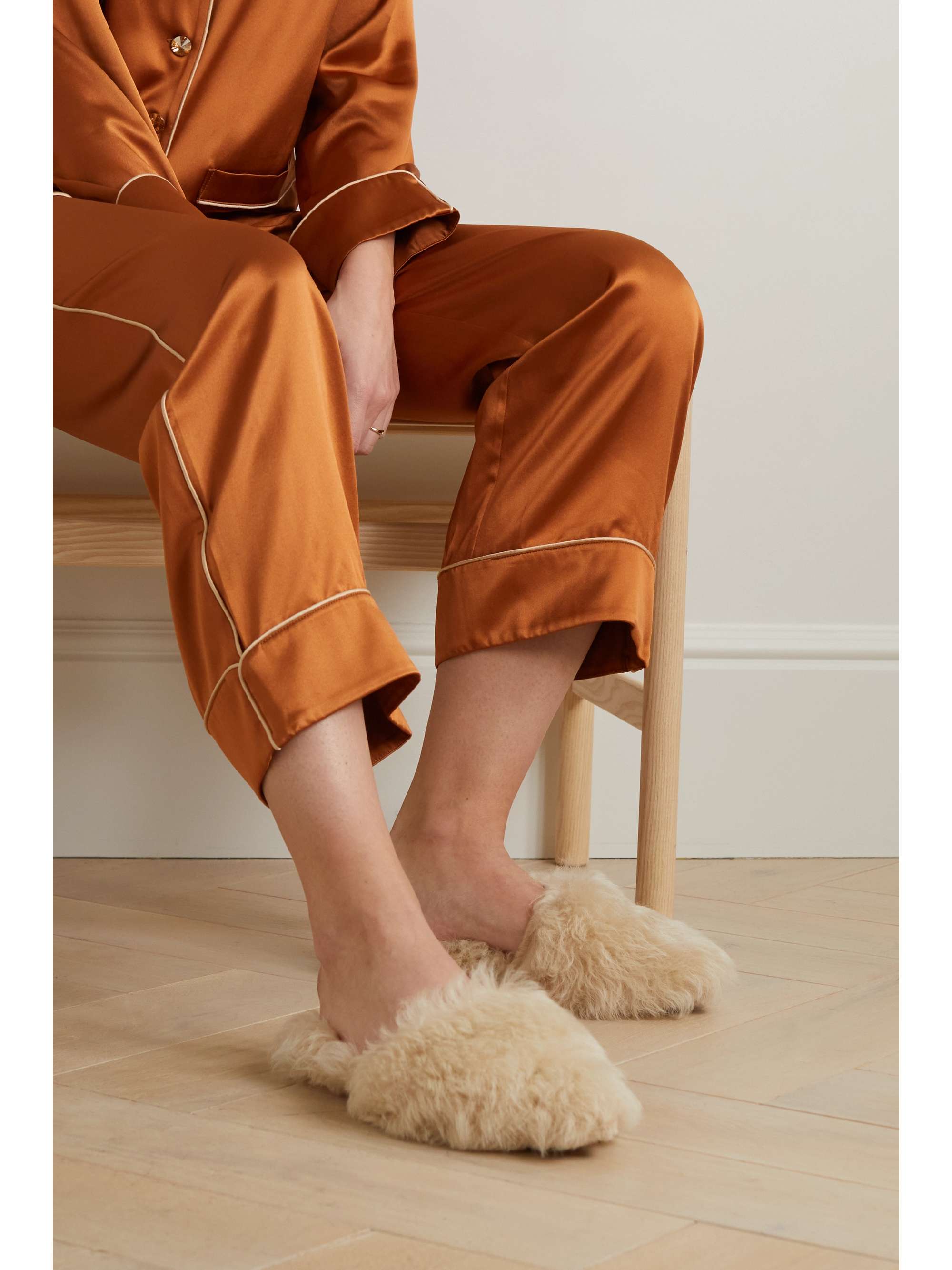 OLIVIA VON HALLE Contessa merino wool slippers