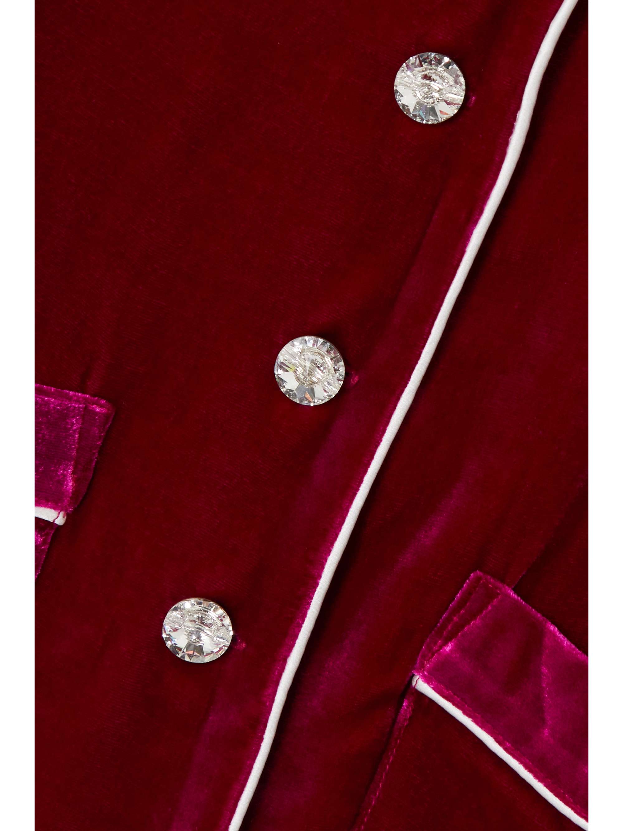OLIVIA VON HALLE Coco piped velvet pajama set