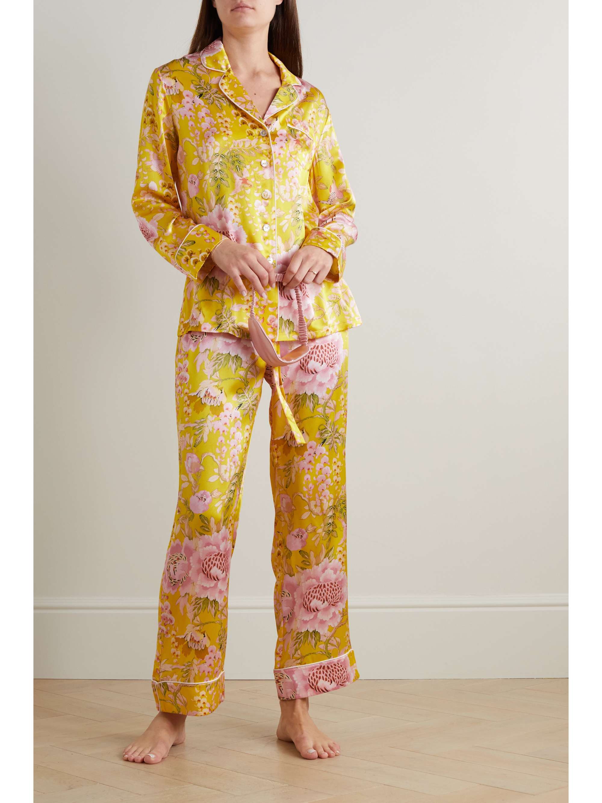 Olivia Von Halle Lila Floral Print Silk Satin Pajama Set Net A Porter