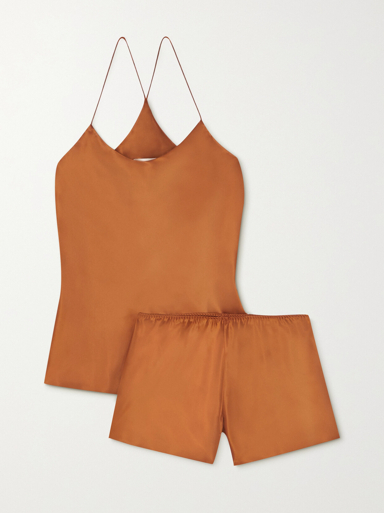 Olivia von Halle Bella Silk-satin Pajama Set - Brown