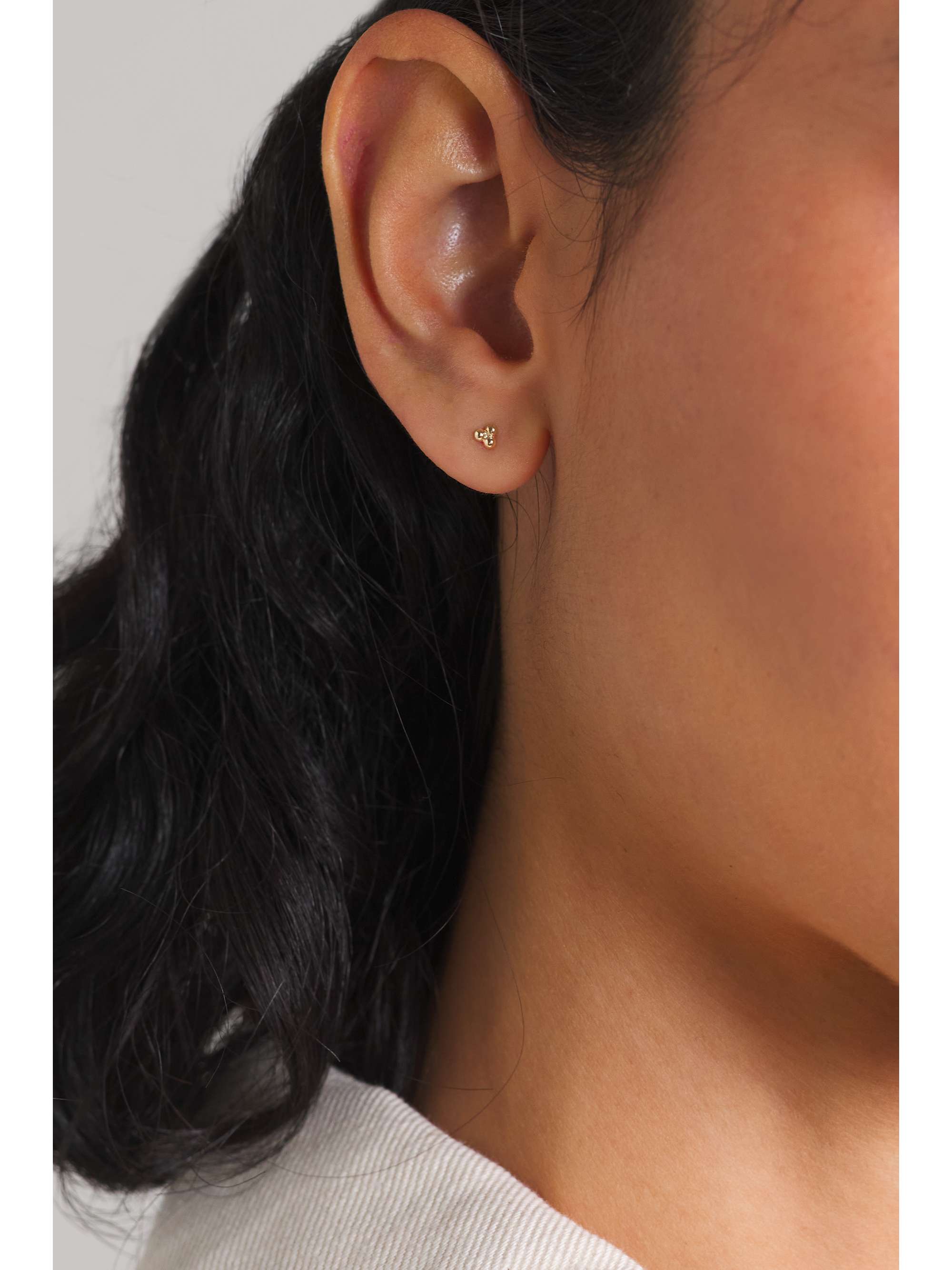 MARIA TASH 3.5mm Ball Trinity Threaded Stud 14-karat gold single earring