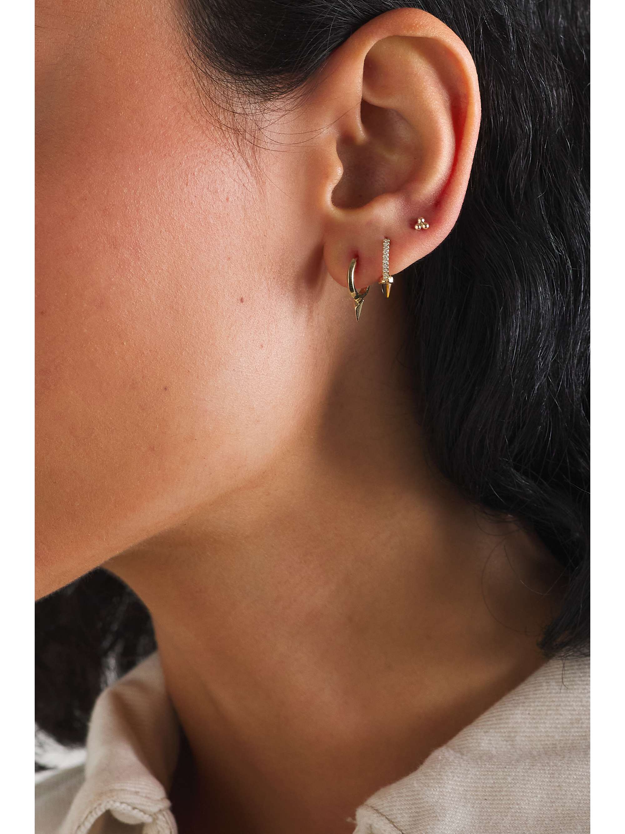 MARIA TASH 3.5mm Ball Trinity Threaded Stud 14-karat gold single earring