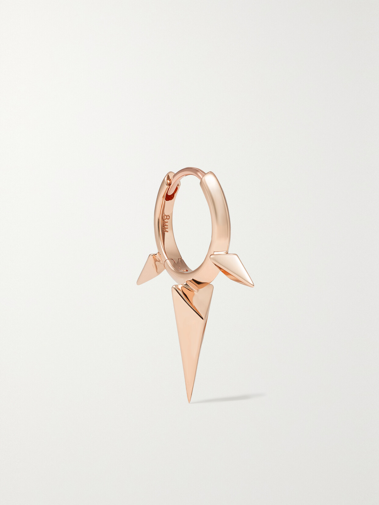 MARIA TASH - Faceted Triple Long Spike 8mm 14-karat Rose Gold Single Hoop Earring - one size