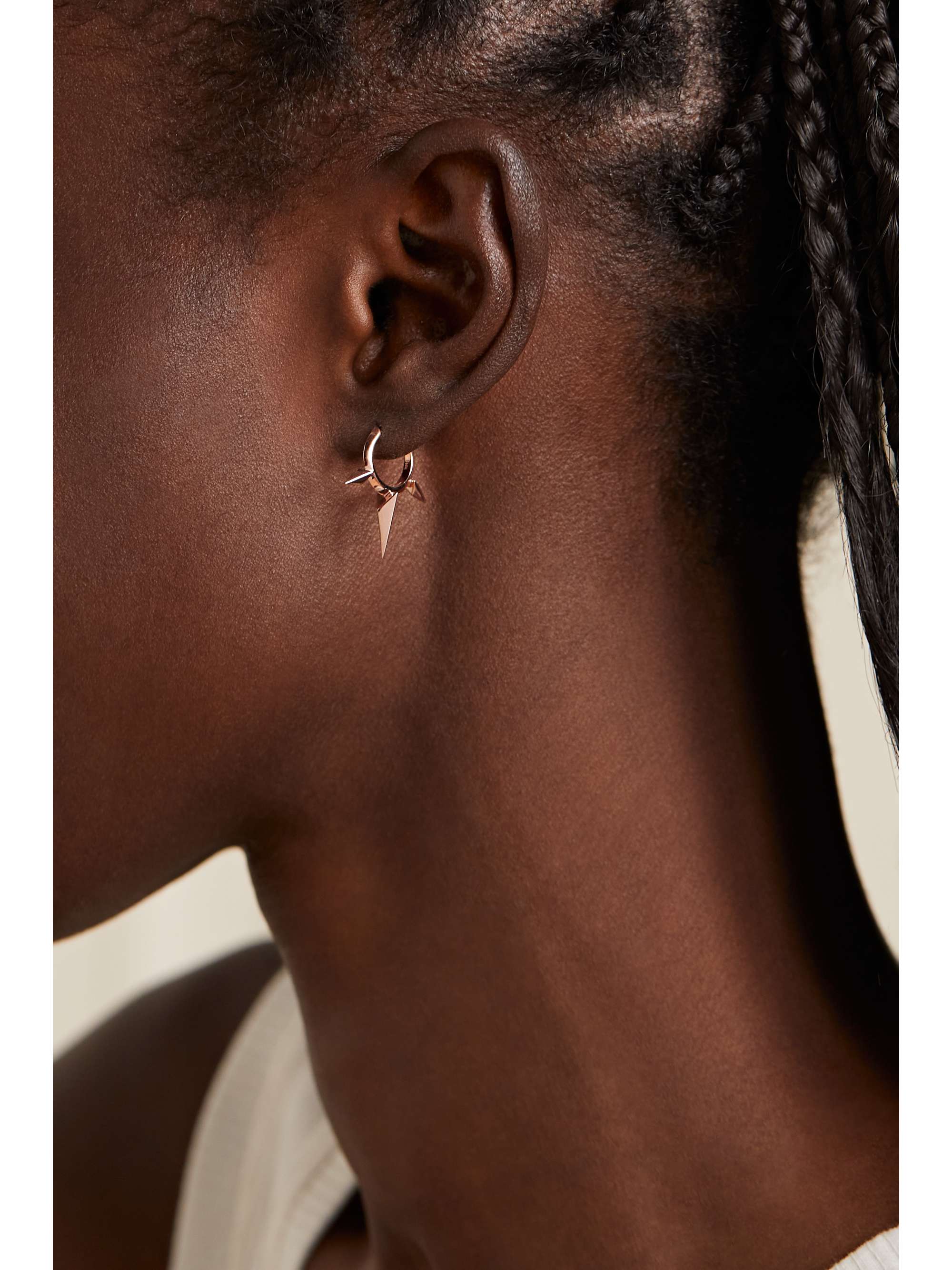 MARIA TASH Faceted Triple Long Spike 8mm  14-karat rose gold single hoop earring