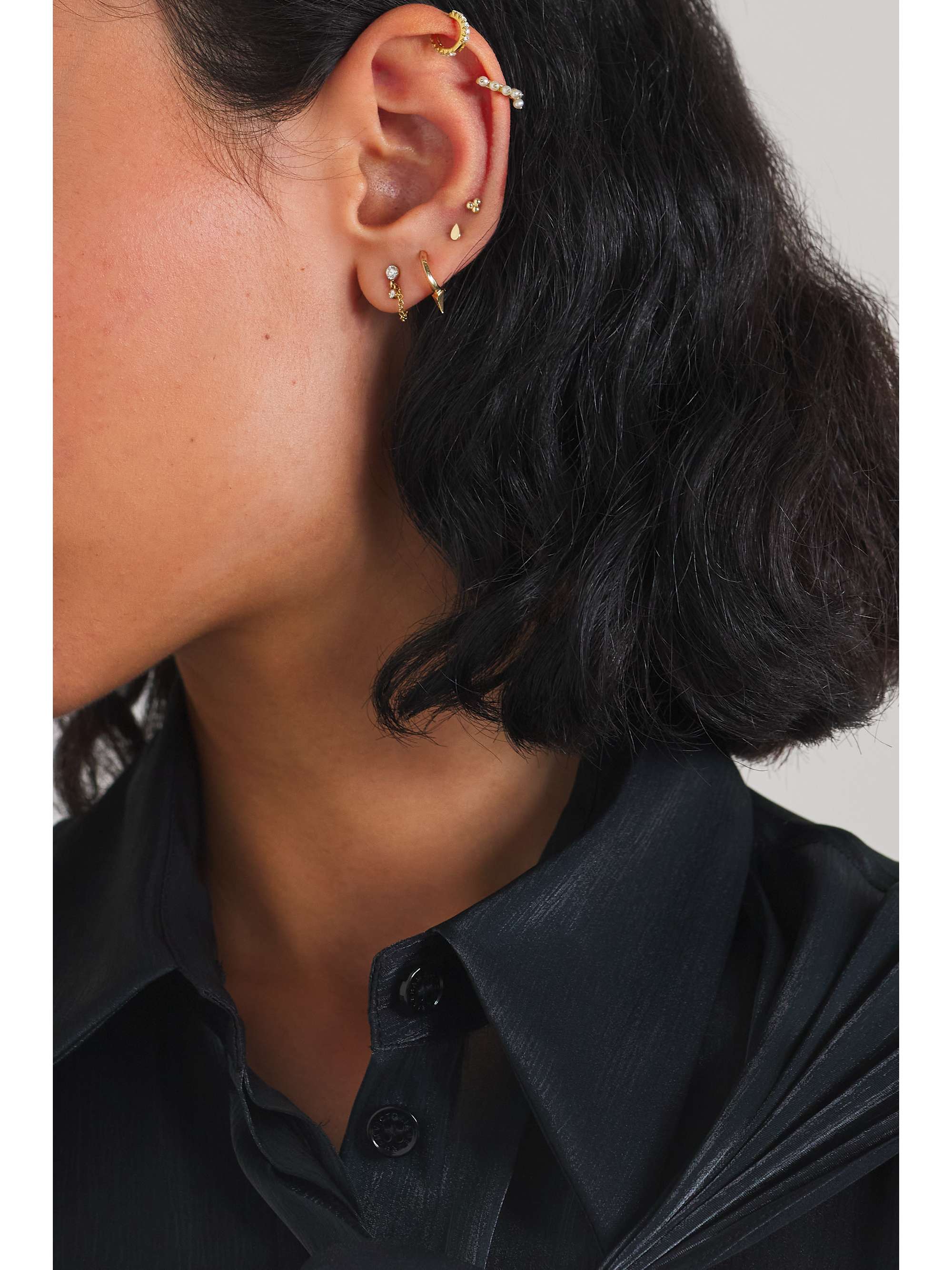 MARIA TASH Orecchino singolo in oro rosa 14 carati Pear Threaded