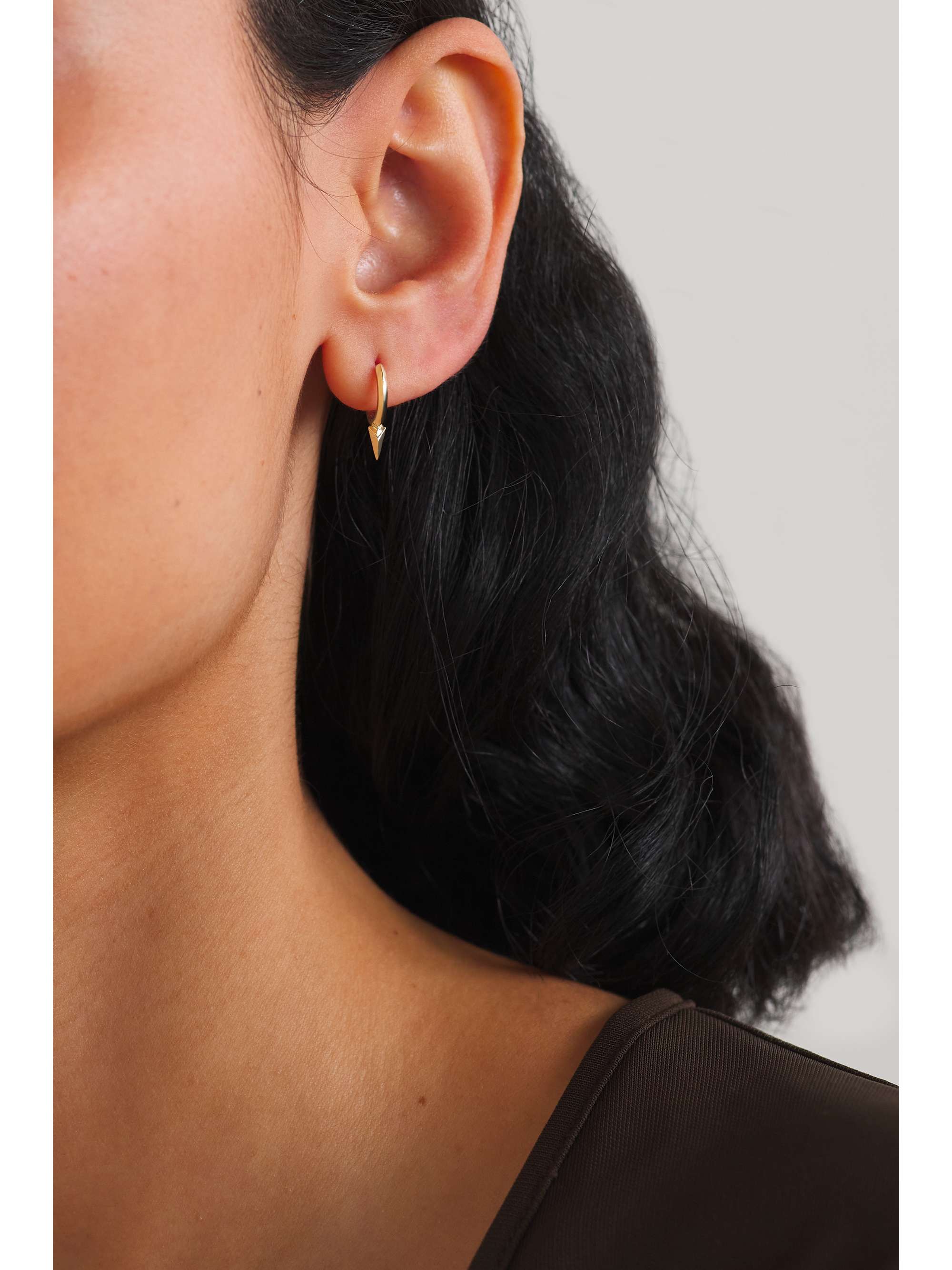 MARIA TASH 8mm Faceted Short Spike 14-karat rose gold single hoop earring