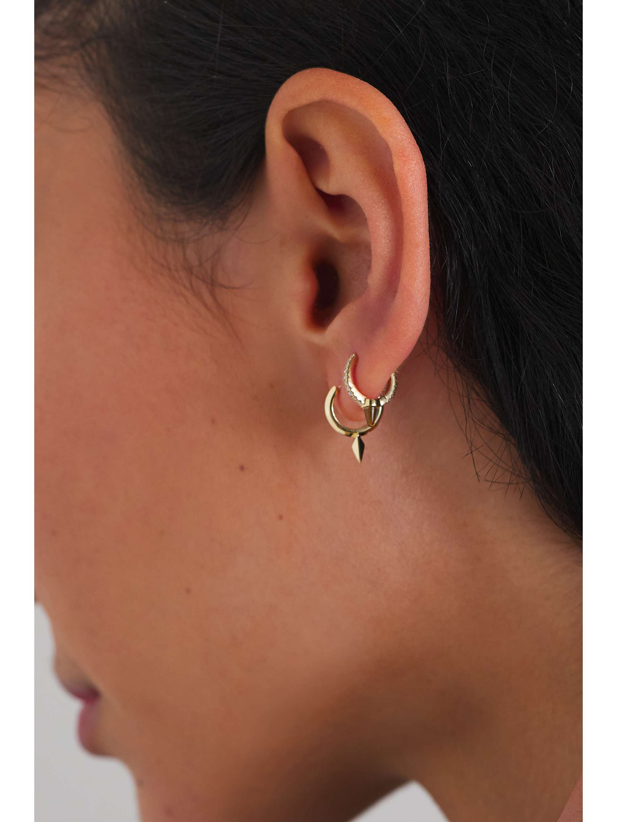MARIA TASH 8mm Faceted Short Spike 14-karat rose gold single hoop earring