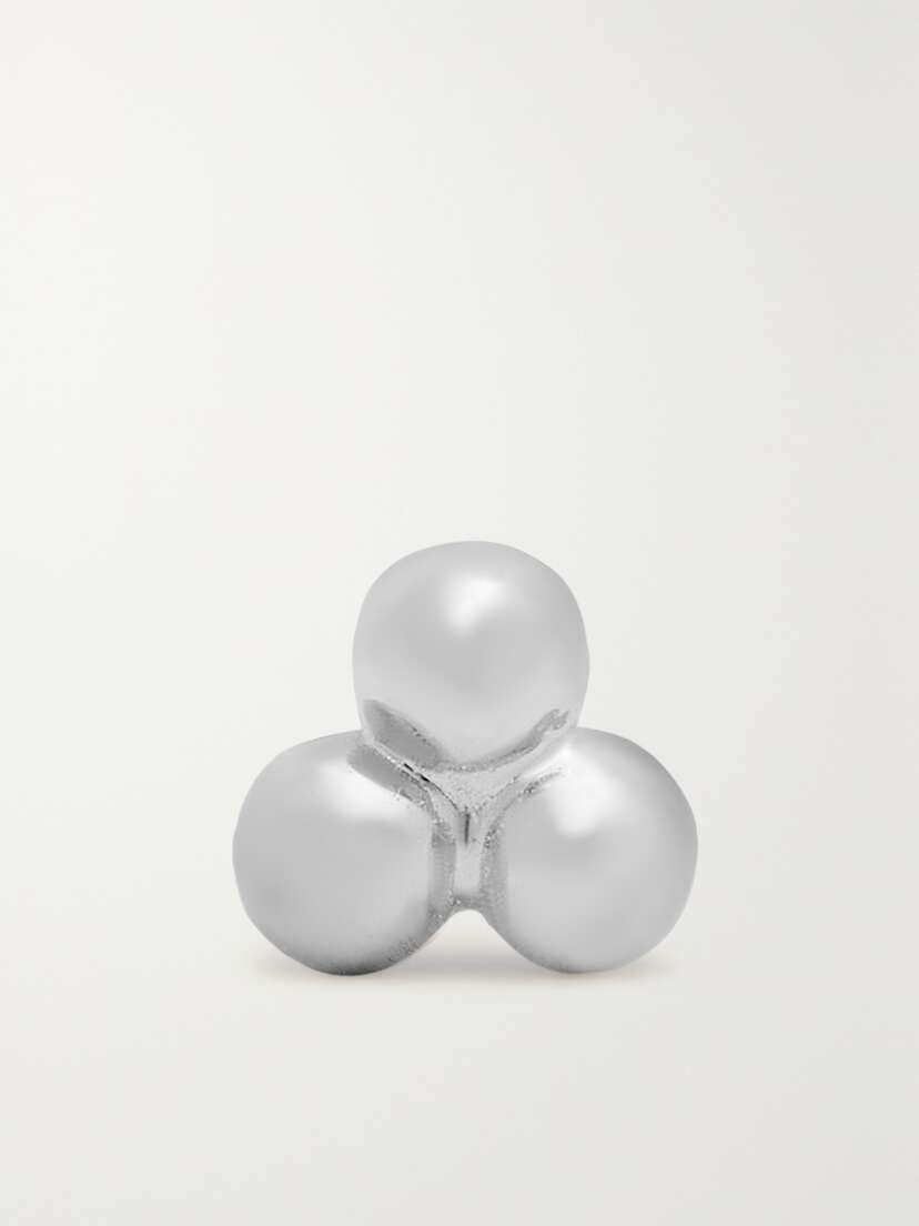 MARIA TASH 3.5mm Ball Trinity Threaded Stud 14-karat White Gold Single Earring