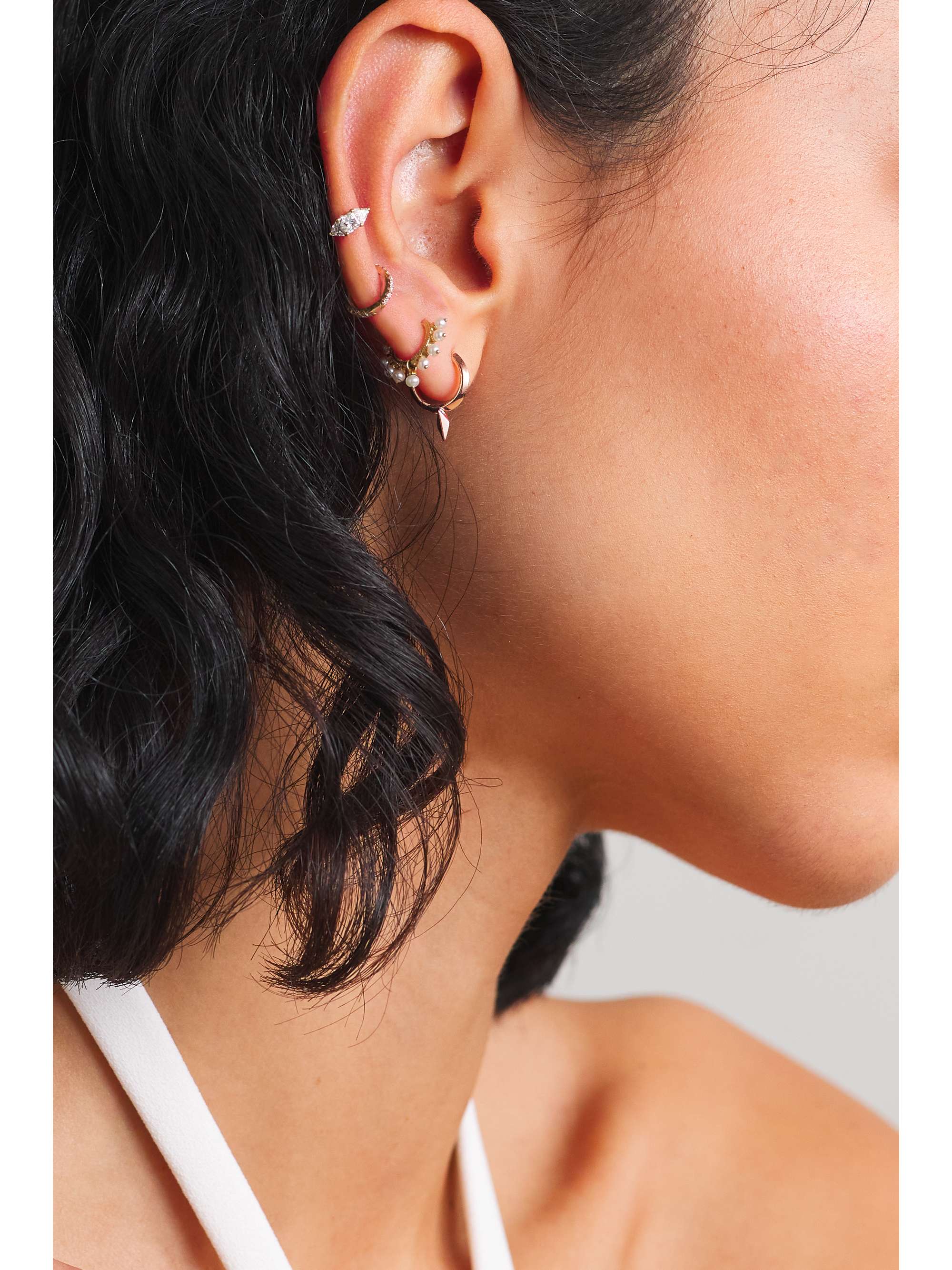 MARIA TASH 8mm Faceted Short Spike 14-karat rose gold single hoop earring
